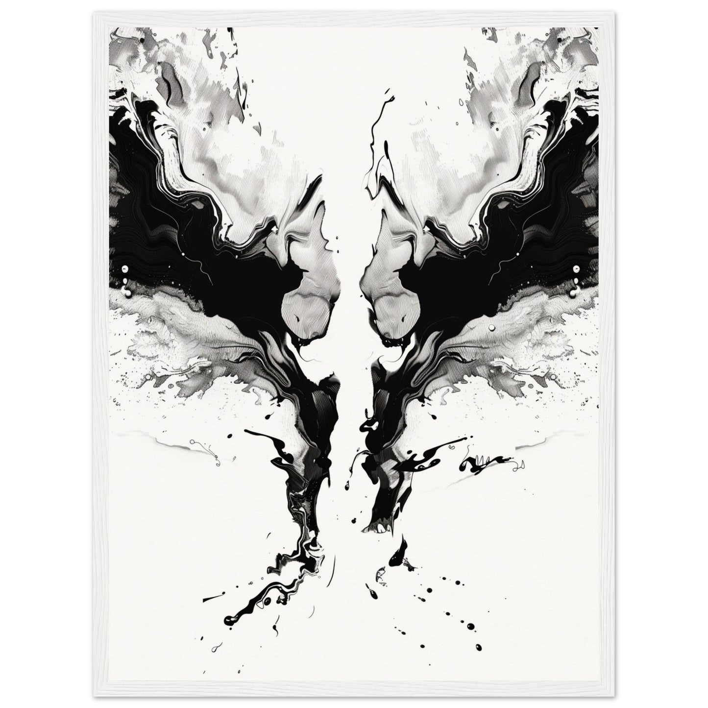 Affiche Art Abstrait Noir et Blanc ( 45x60-cm-Bois-blanc)