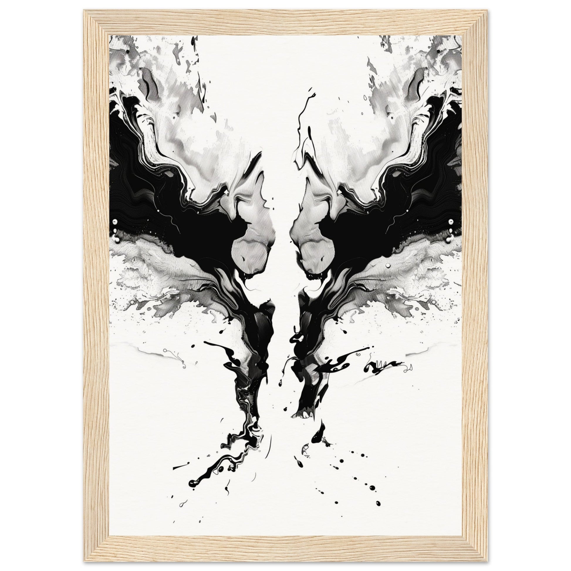 Affiche Art Abstrait Noir et Blanc ( 21x29.7-cm-Bois-clair)