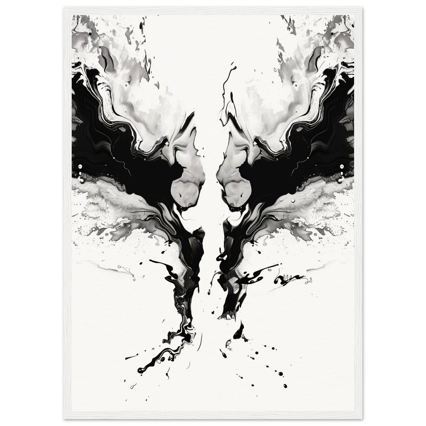 Affiche Art Abstrait Noir et Blanc ( 50x70-cm-Bois-blanc)