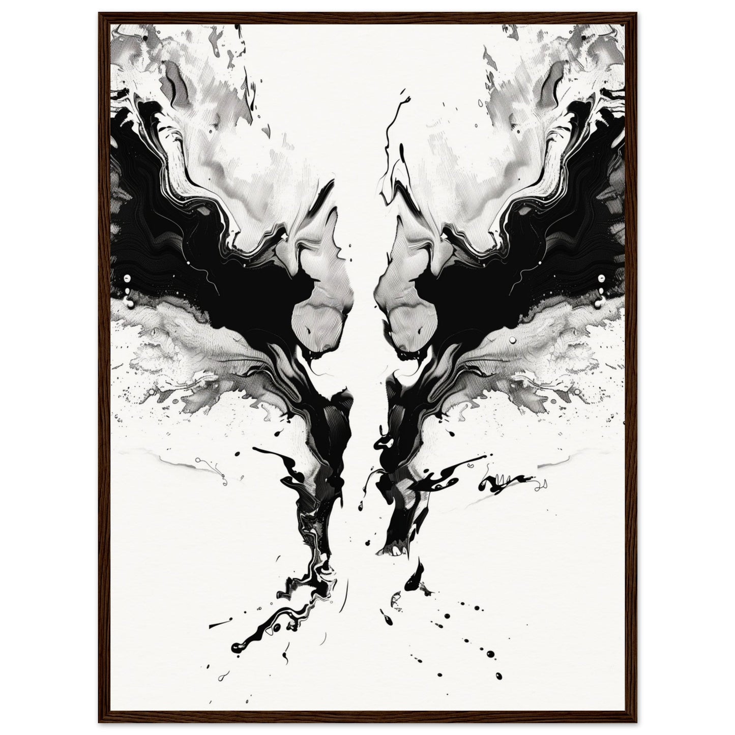 Affiche Art Abstrait Noir et Blanc ( 60x80-cm-Bois-foncé)