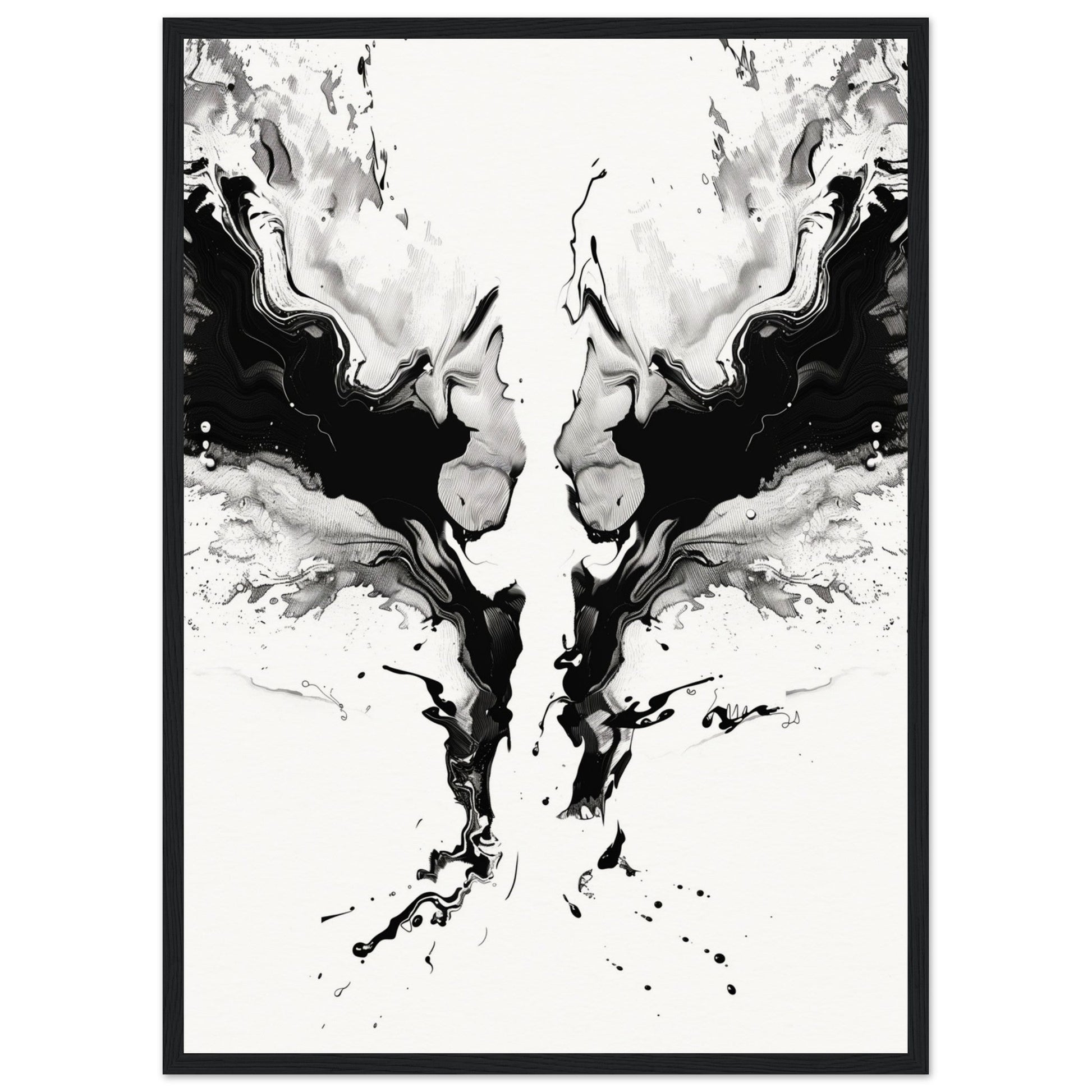 Affiche Art Abstrait Noir et Blanc ( 50x70-cm-Bois-noir)