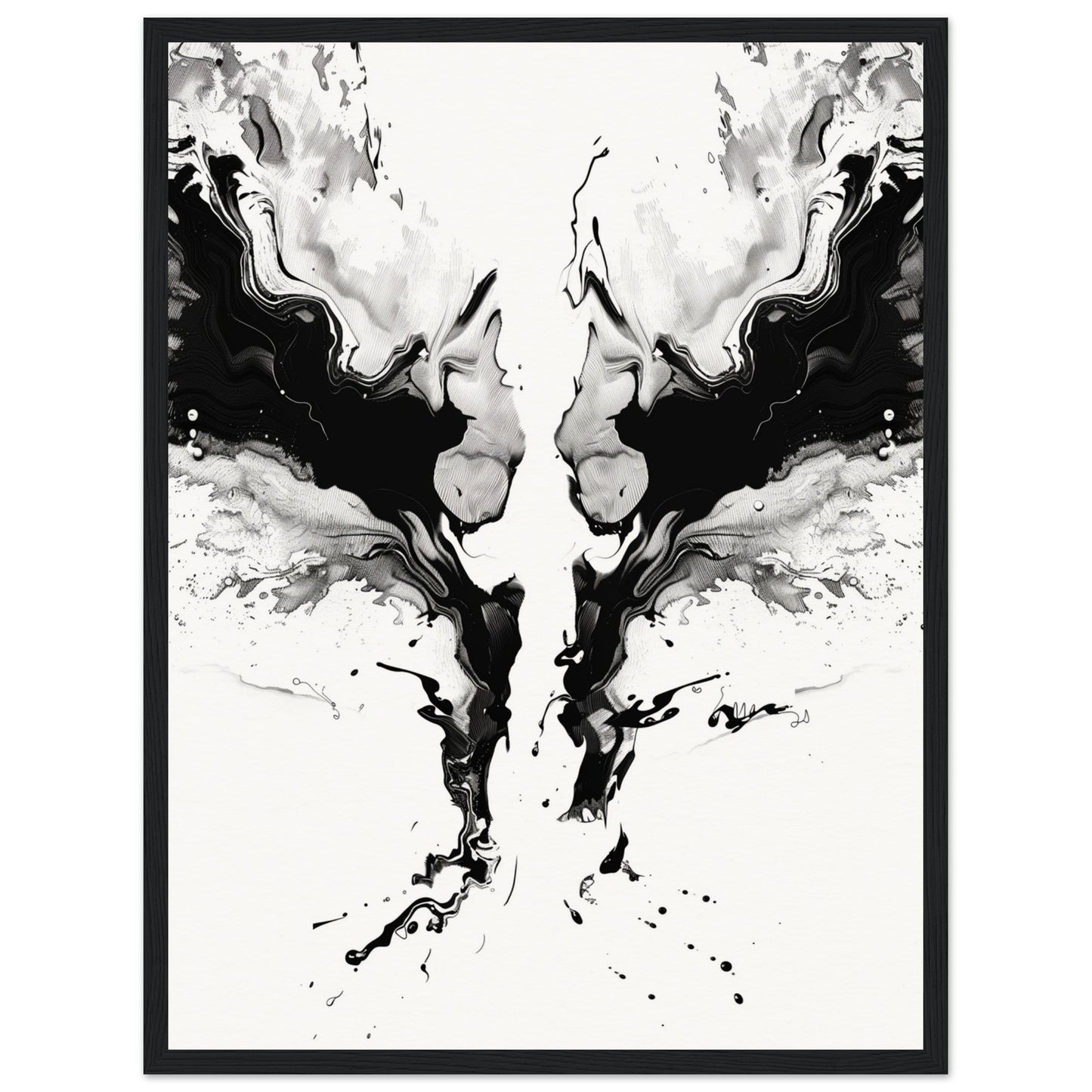 Affiche Art Abstrait Noir et Blanc ( 45x60-cm-Bois-noir)