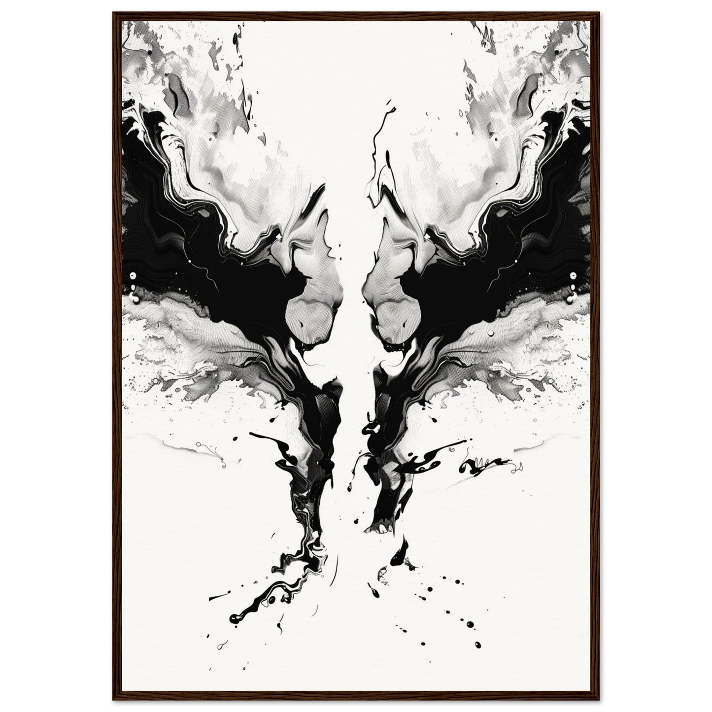 Affiche Art Abstrait Noir et Blanc ( 70x100-cm-Bois-foncé)