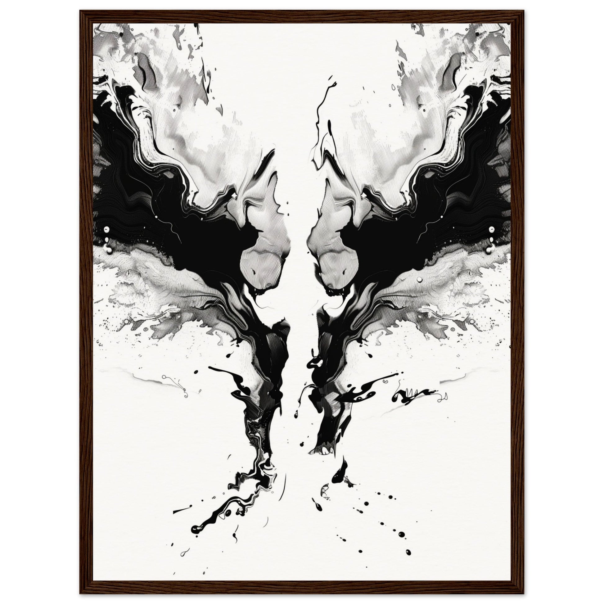 Affiche Art Abstrait Noir et Blanc ( 45x60-cm-Bois-foncé)