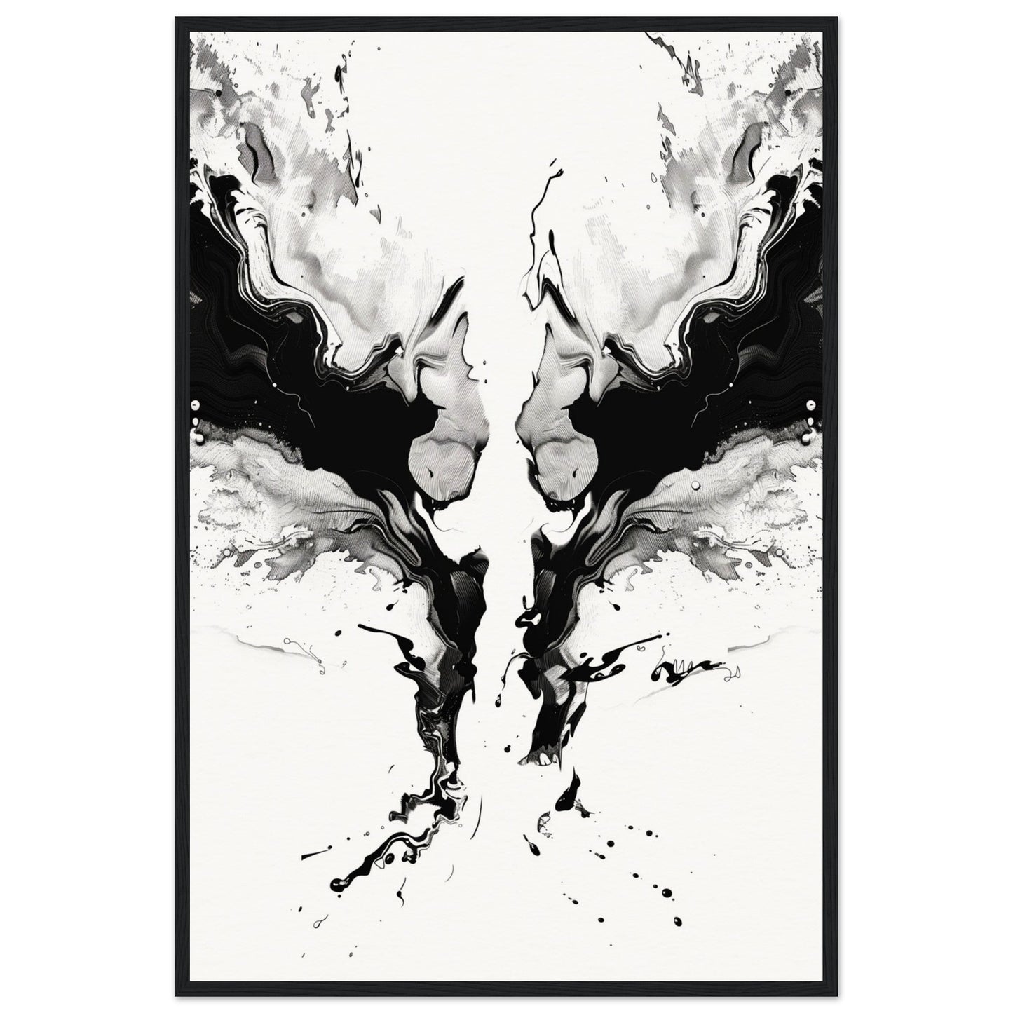 Affiche Art Abstrait Noir et Blanc ( 60x90-cm-Bois-noir)