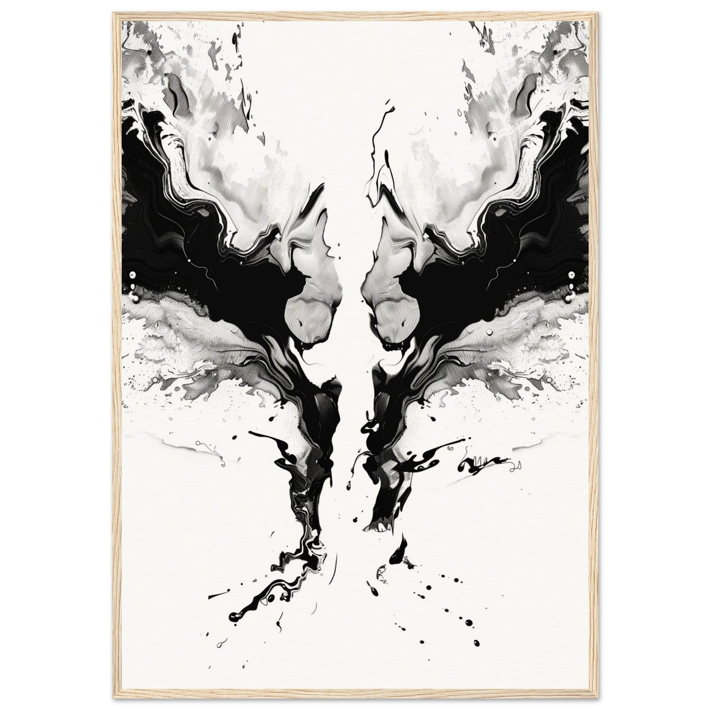 Affiche Art Abstrait Noir et Blanc ( 70x100-cm-Bois-clair)