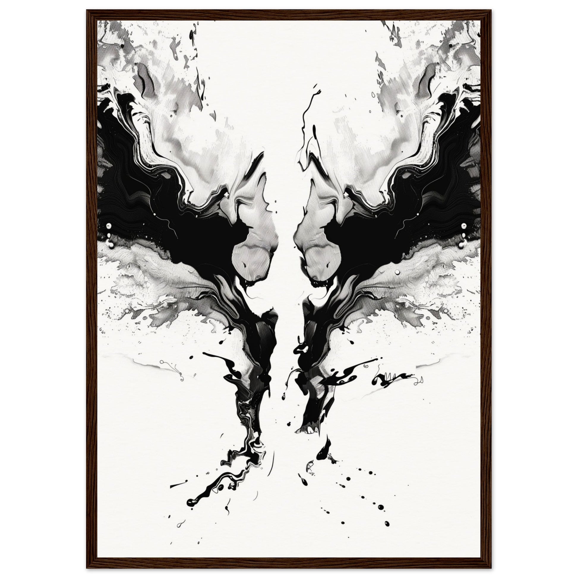 Affiche Art Abstrait Noir et Blanc ( 50x70-cm-Bois-foncé)