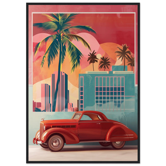 Affiche Art Deco Miami ( Bois-noir-70x100-cm)