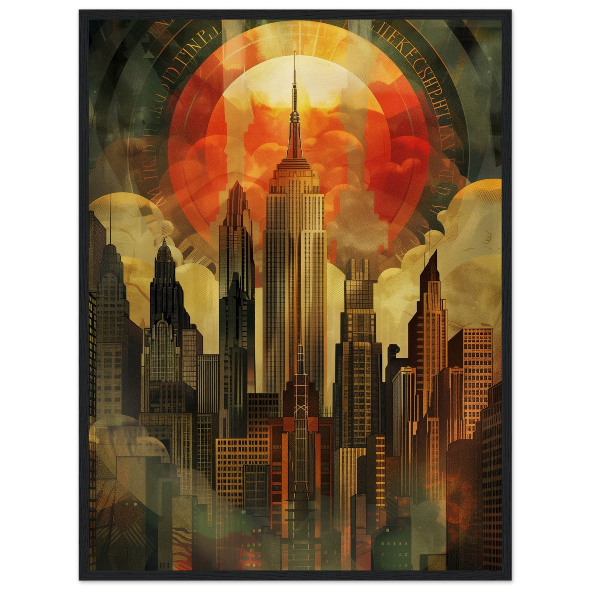 Affiche Art Deco Ville ( Bois-noir-60x80-cm)