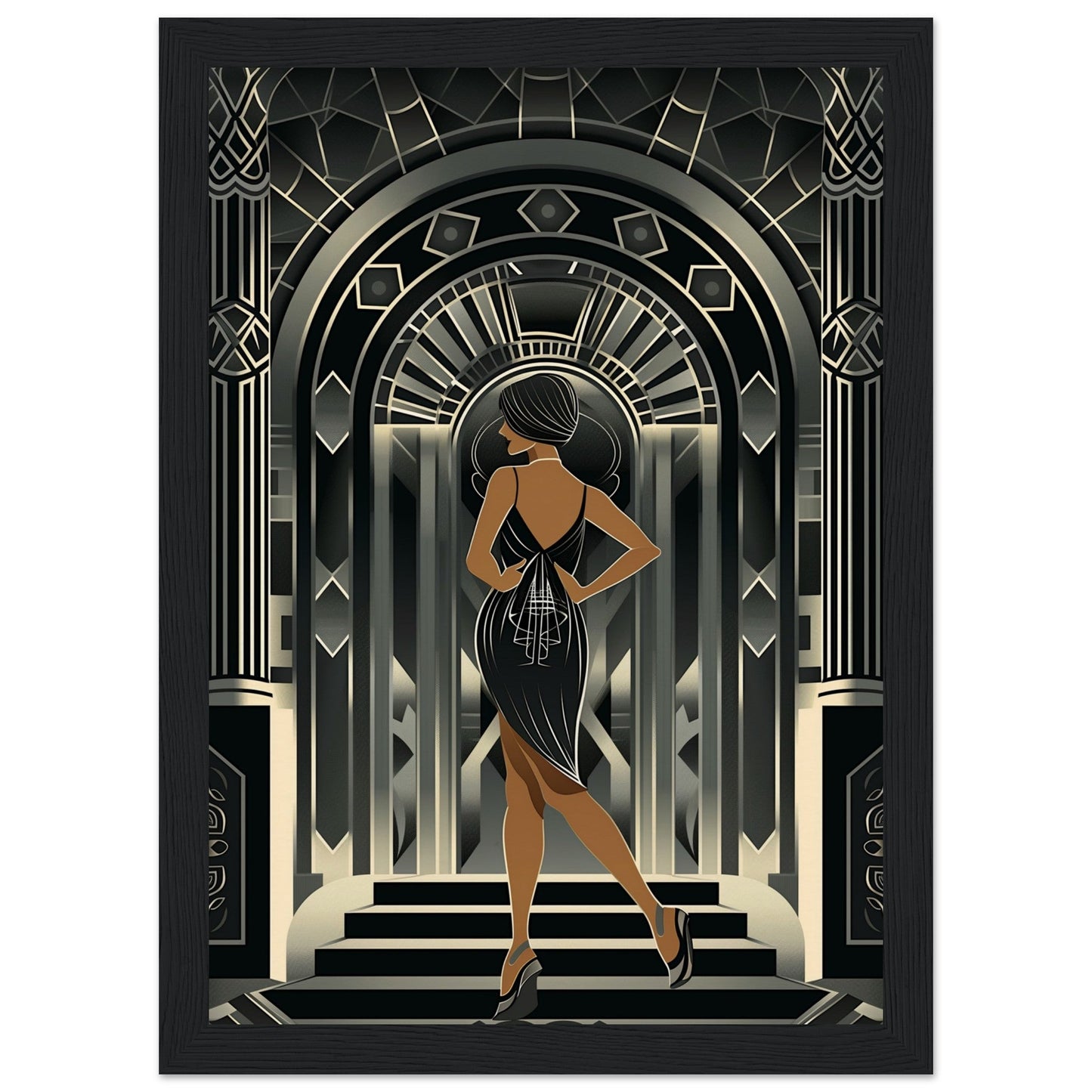 Affiche Art Déco pour Salle de Bain ( 21x29.7-cm-Bois-noir)