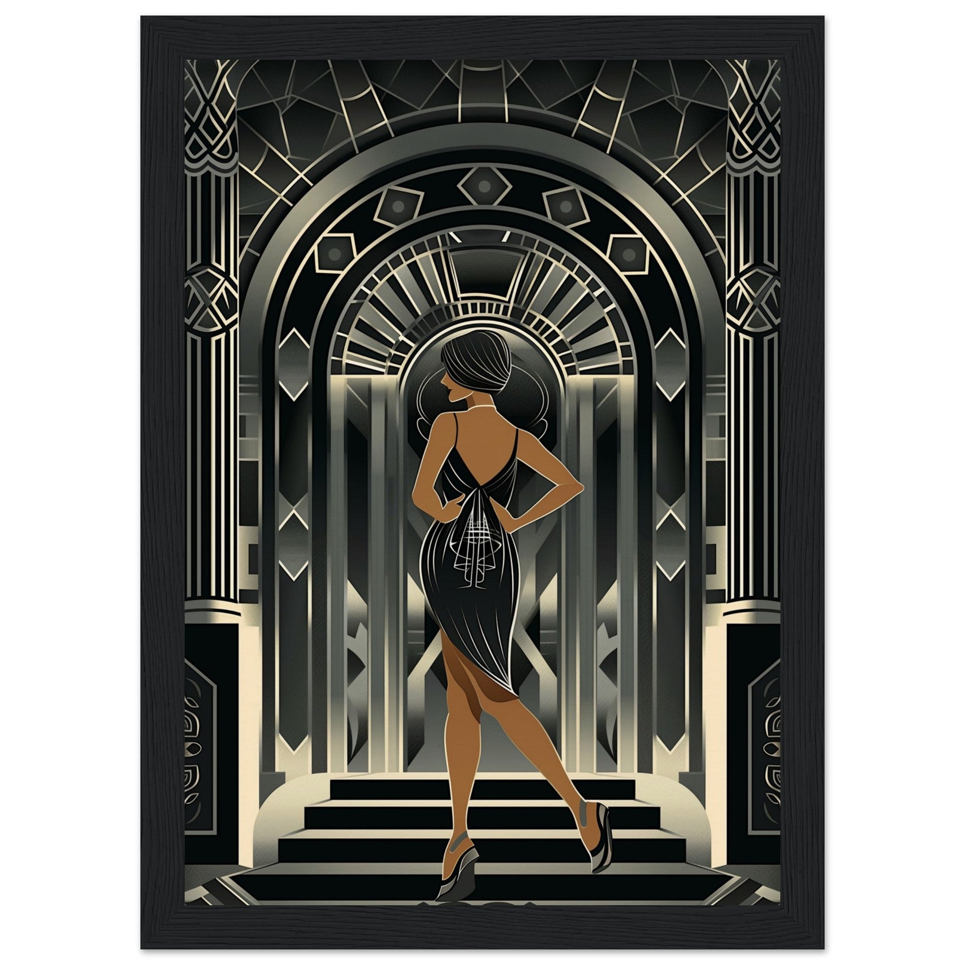 Affiche Art Déco pour Salle de Bain ( 21x29.7-cm-Bois-noir)