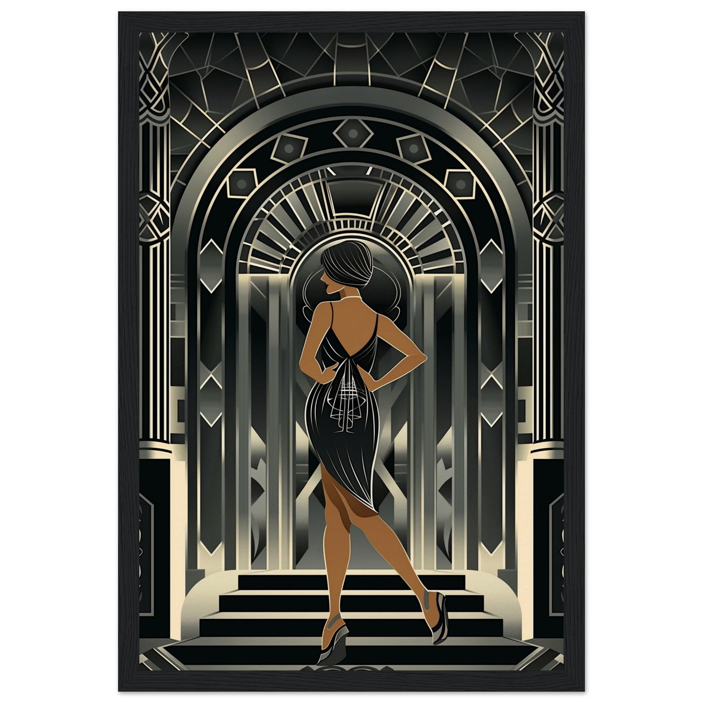 Affiche Art Déco pour Salle de Bain ( 30x45-cm-Bois-noir)