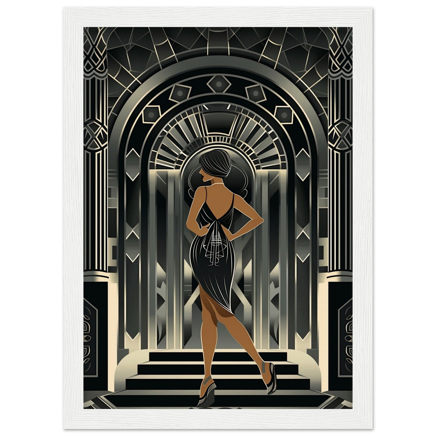 Affiche Art Déco pour Salle de Bain ( 21x29.7-cm-Bois-blanc)