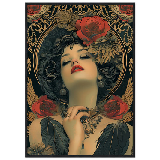 Affiche Art Nouveau Femen ( 70x100-cm-Bois-noir)