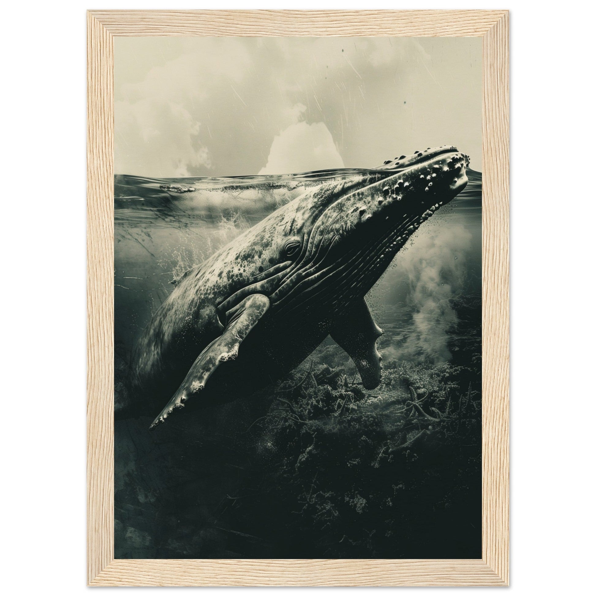 Affiche Baleine Grise ( 21x29.7-cm-Bois-clair)