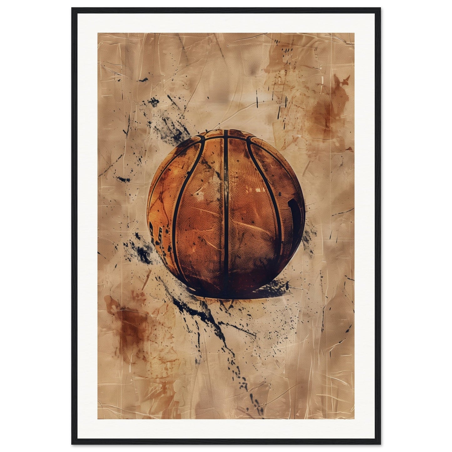 Affiche Basket Ancienne ( 70x100-cm-Bois-noir)