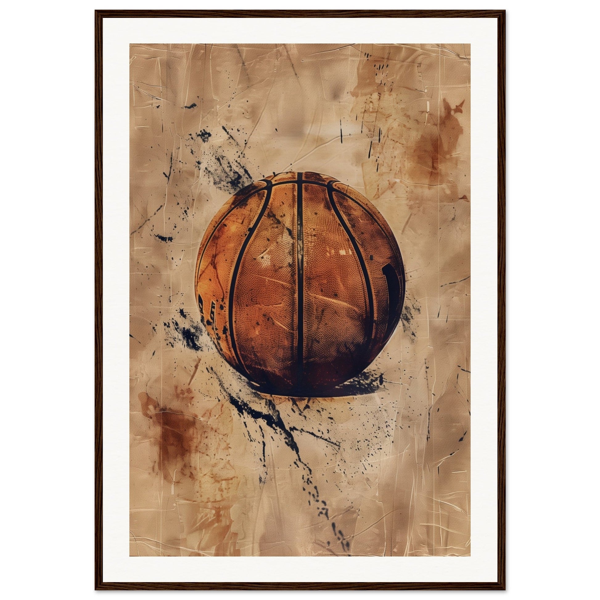 Affiche Basket Ancienne ( 70x100-cm-Bois-foncé)