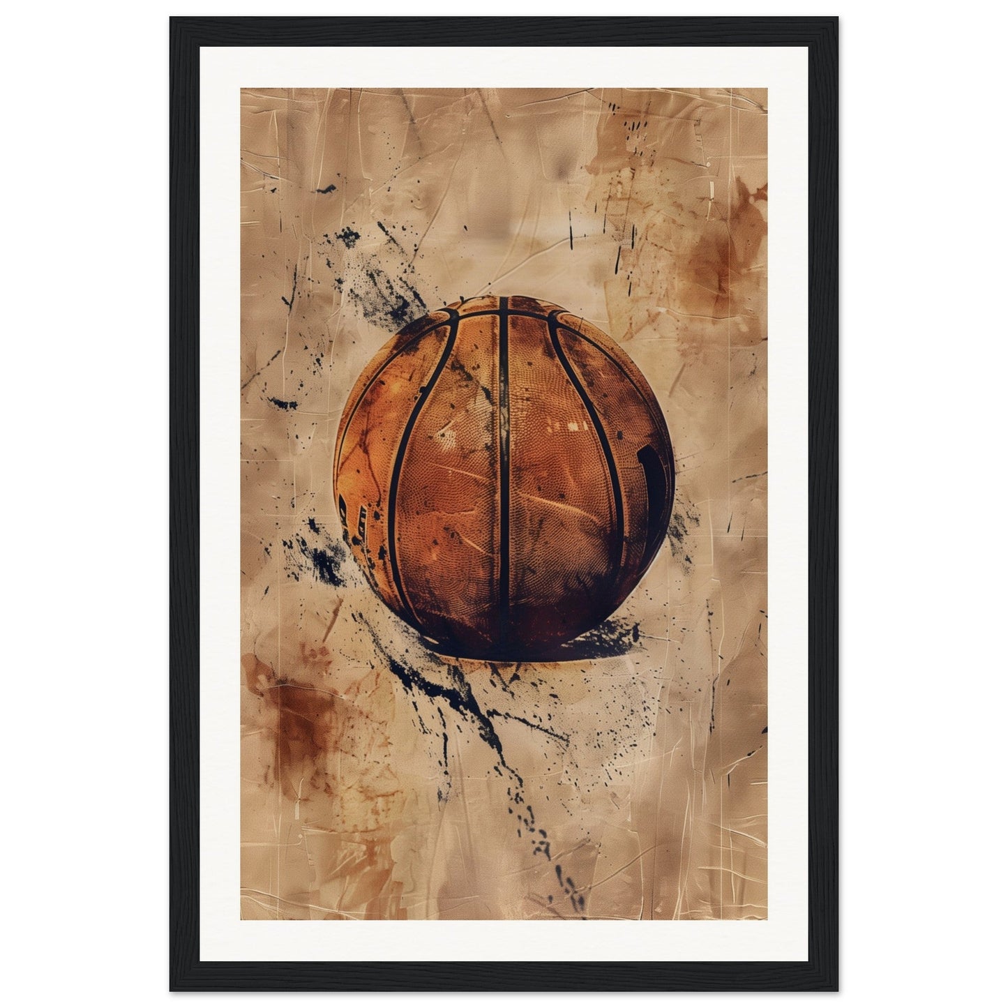 Affiche Basket Ancienne ( 30x45-cm-Bois-noir)