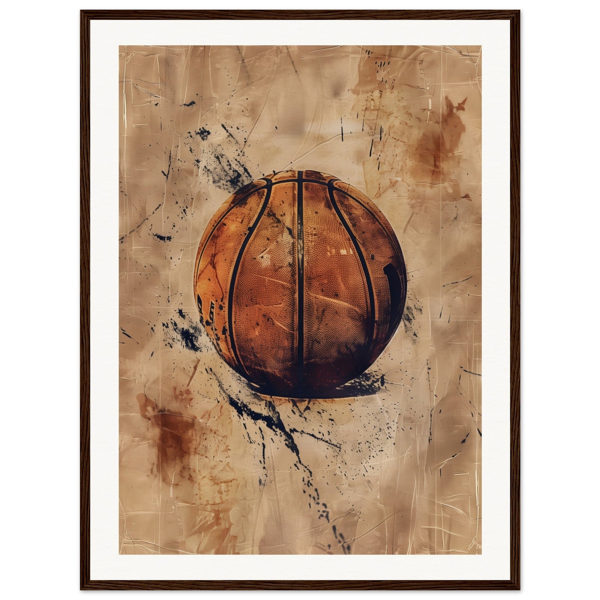 Affiche Basket Ancienne ( 60x80-cm-Bois-foncé)