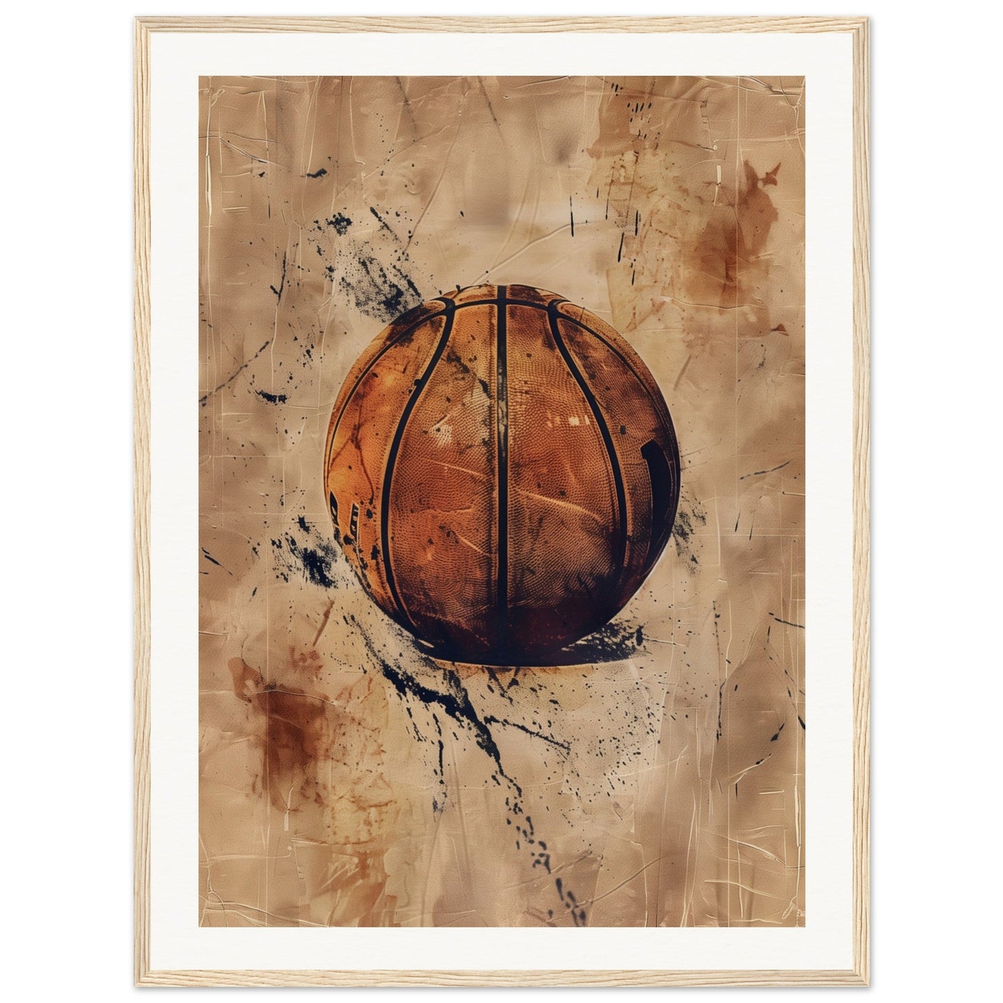 Affiche Basket Ancienne ( 60x80-cm-Bois-clair)