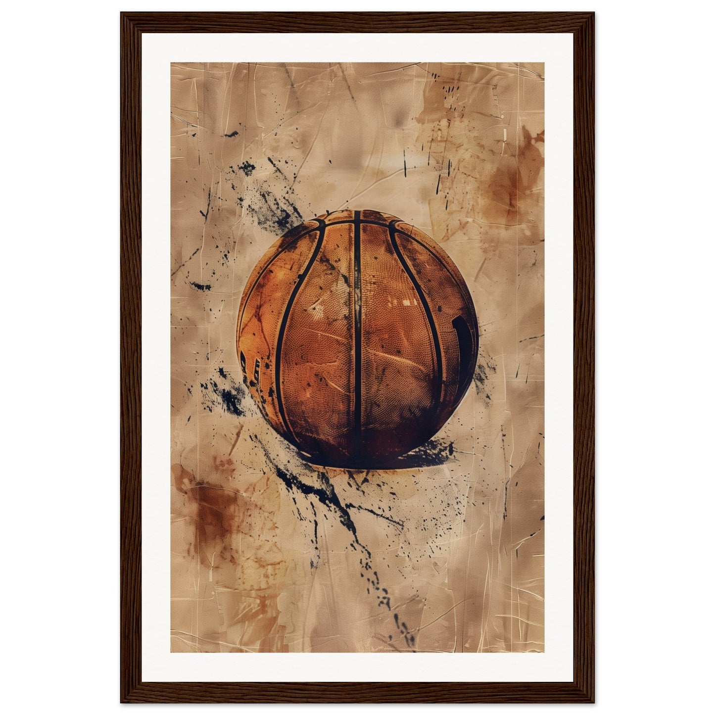 Affiche Basket Ancienne ( 30x45-cm-Bois-foncé)