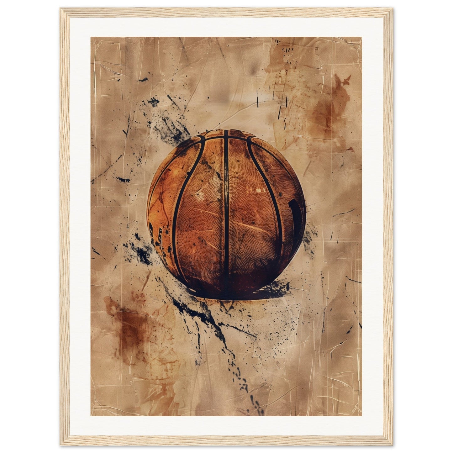 Affiche Basket Ancienne ( 45x60-cm-Bois-clair)