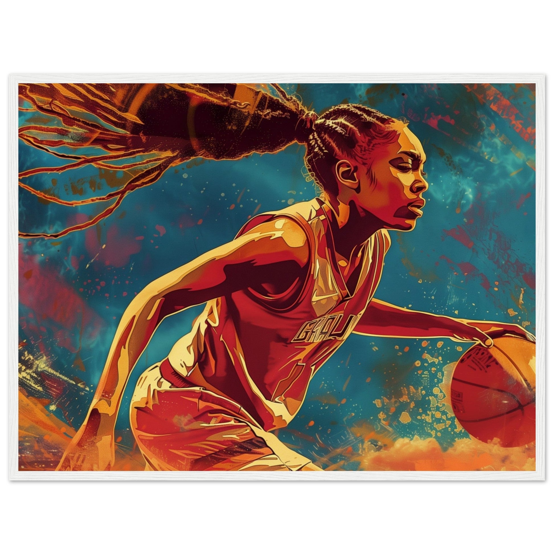 Affiche Basket Féminin ( 60x80-cm-Bois-blanc)