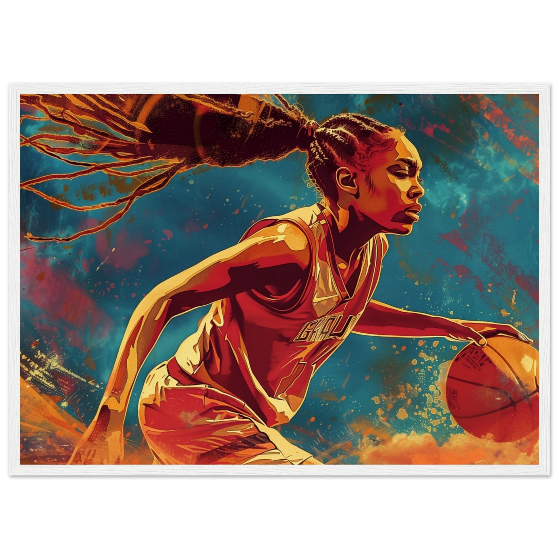 Affiche Basket Féminin ( 50x70-cm-Bois-blanc)