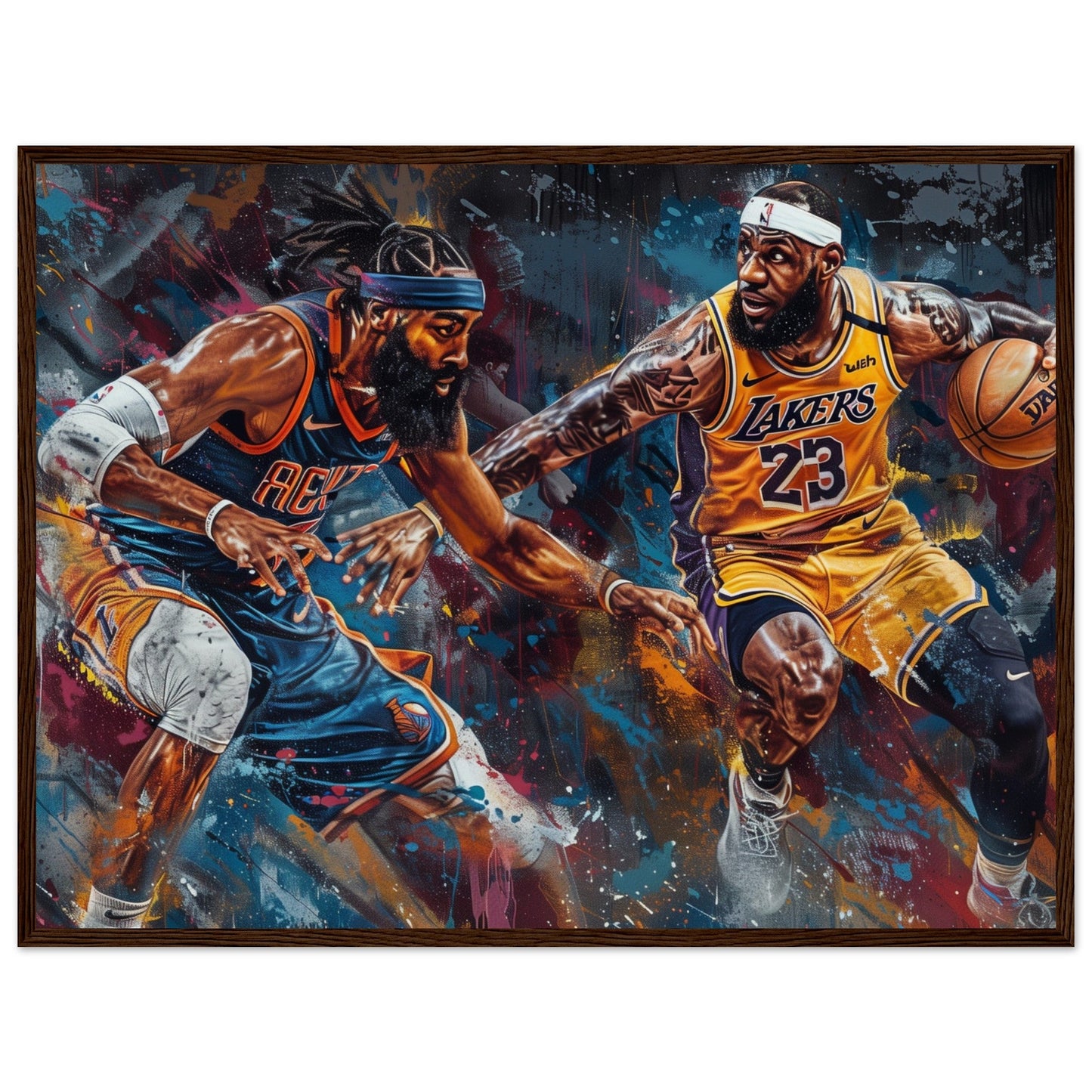 Affiche Basket NBA ( 60x80-cm-Bois-foncé)