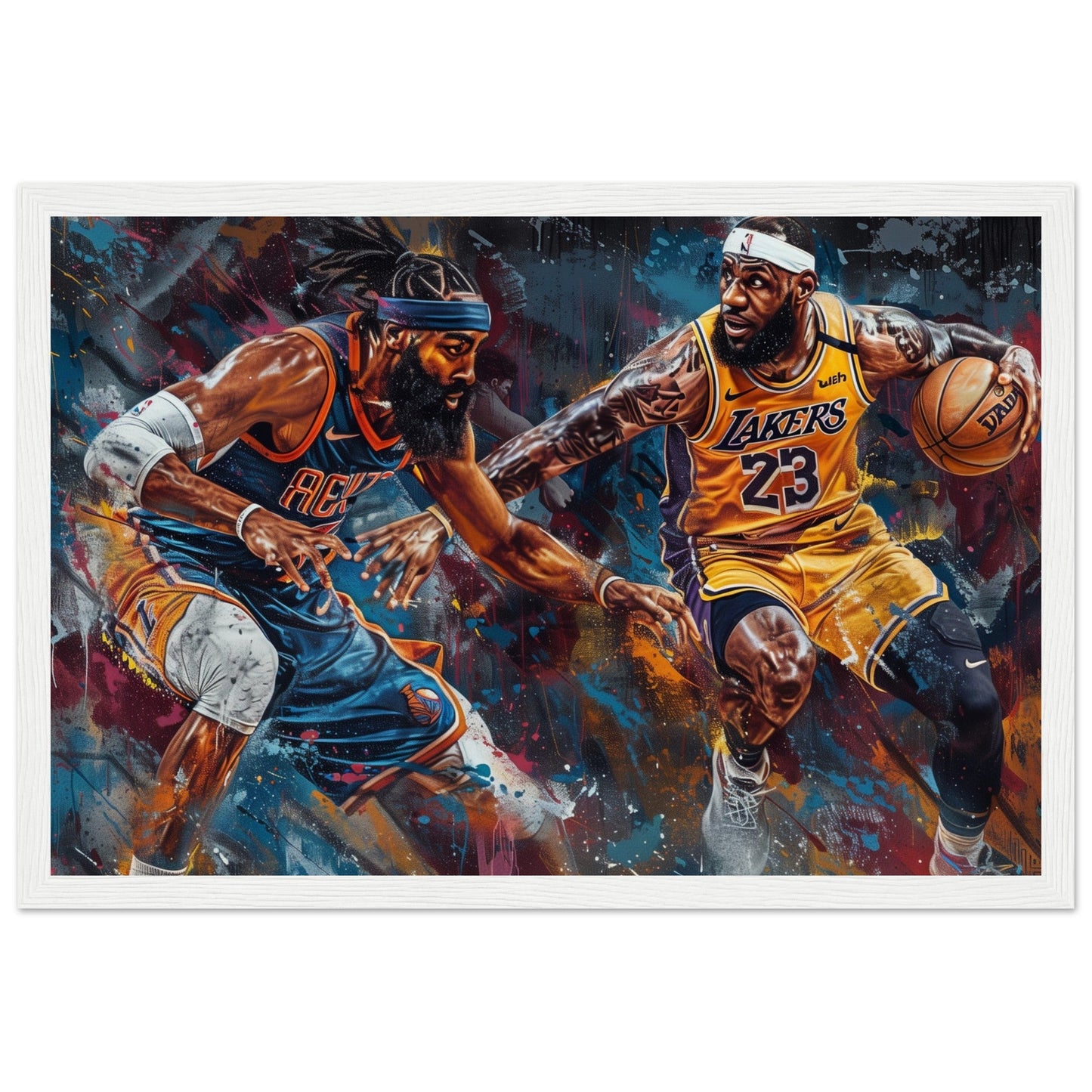 Affiche Basket NBA ( 30x45-cm-Bois-blanc)