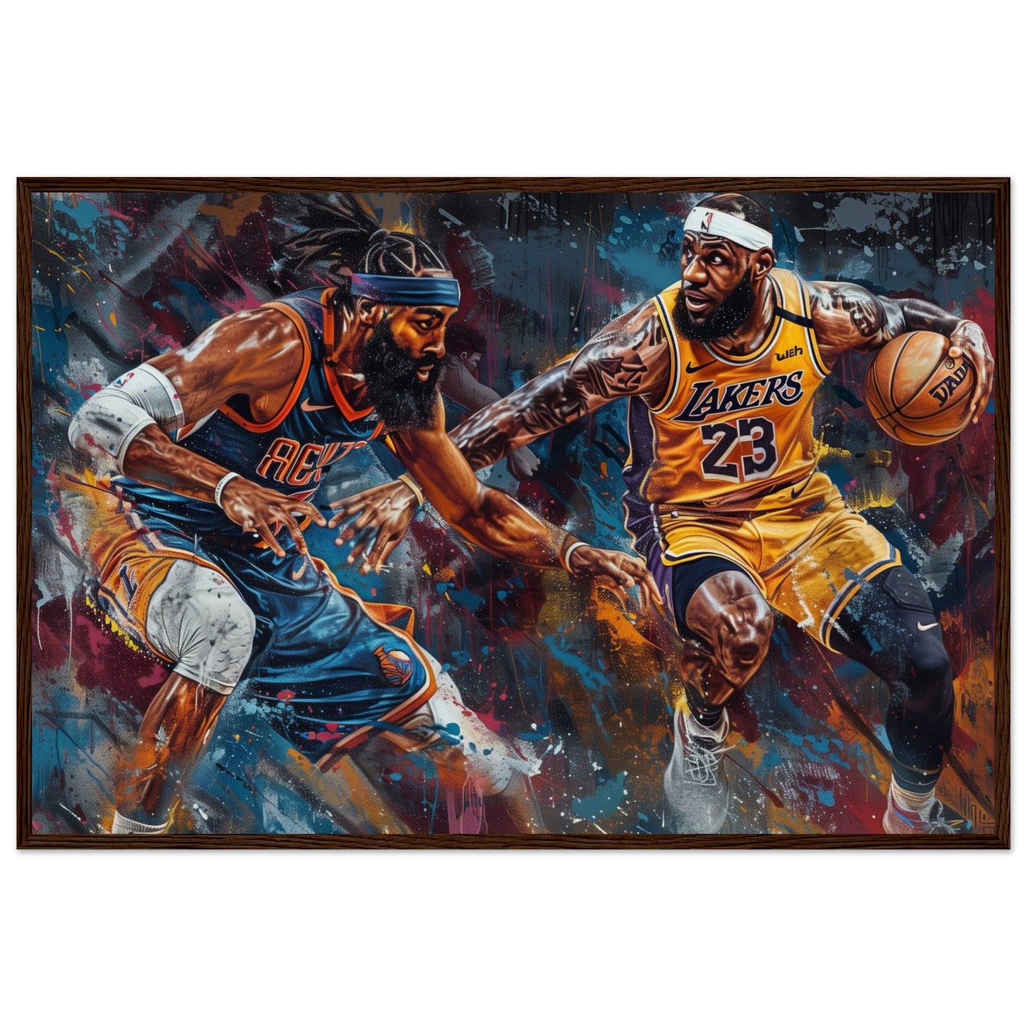 Affiche Basket NBA ( 60x90-cm-Bois-foncé)