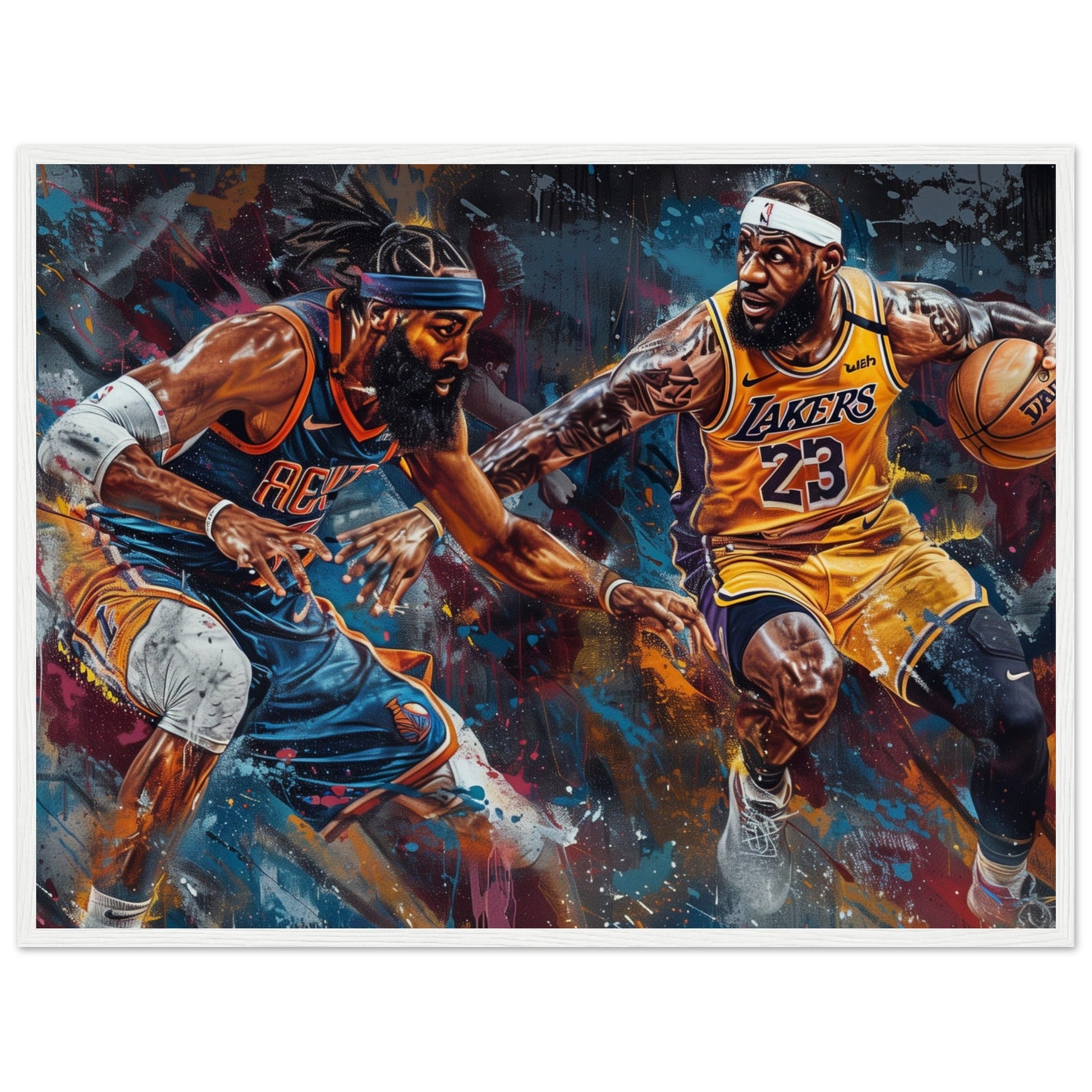 Affiche Basket NBA ( 60x80-cm-Bois-blanc)