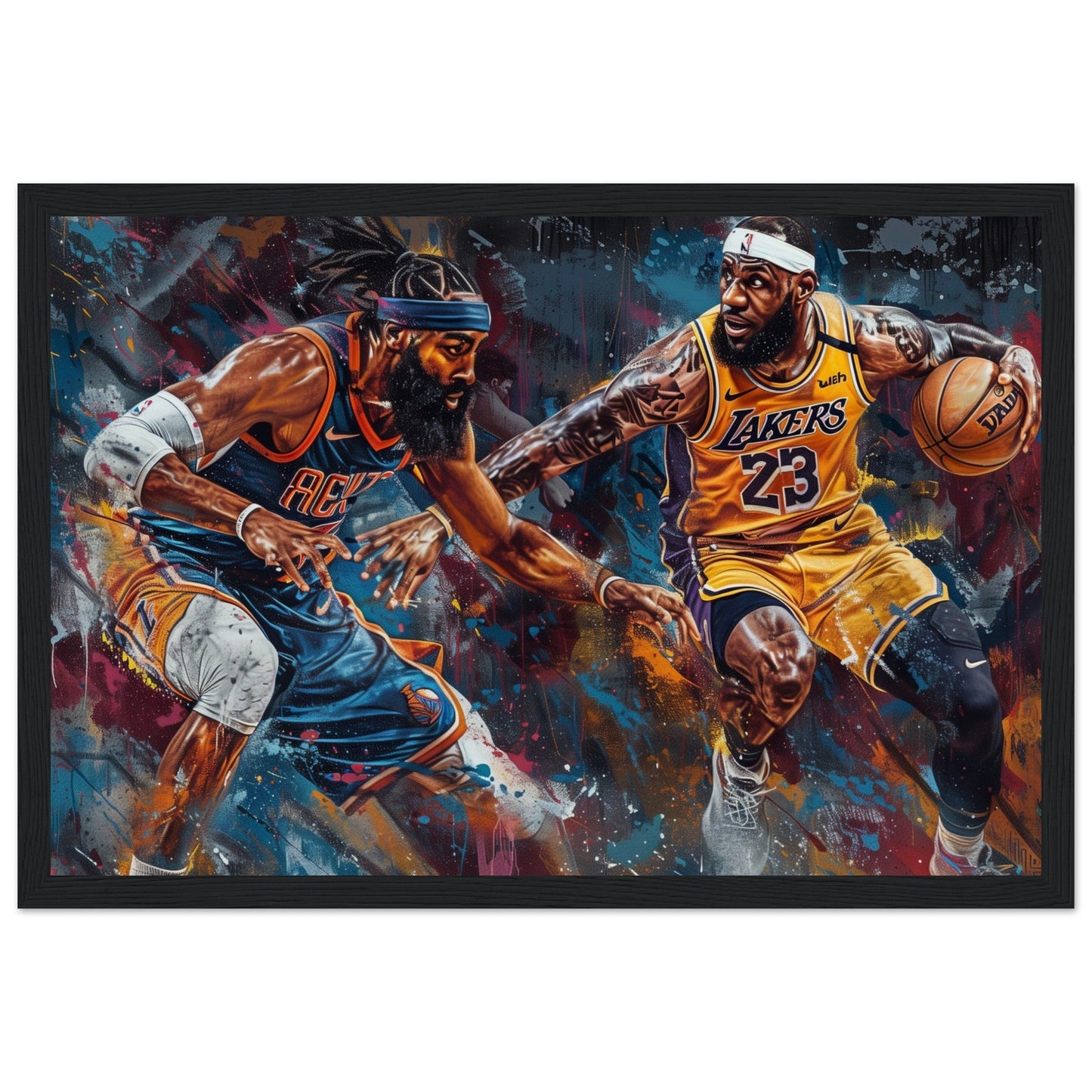 Affiche Basket NBA ( 30x45-cm-Bois-noir)