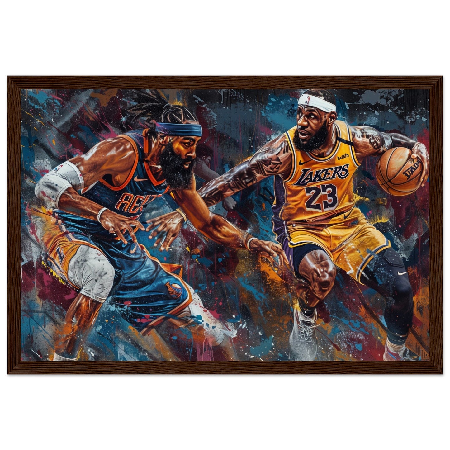 Affiche Basket NBA ( 30x45-cm-Bois-foncé)