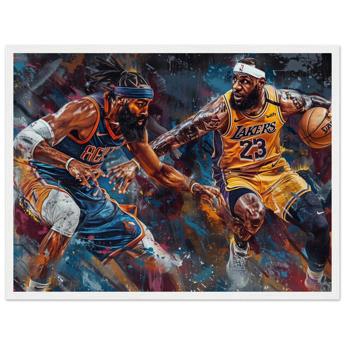 Affiche Basket NBA ( 45x60-cm-Bois-blanc)