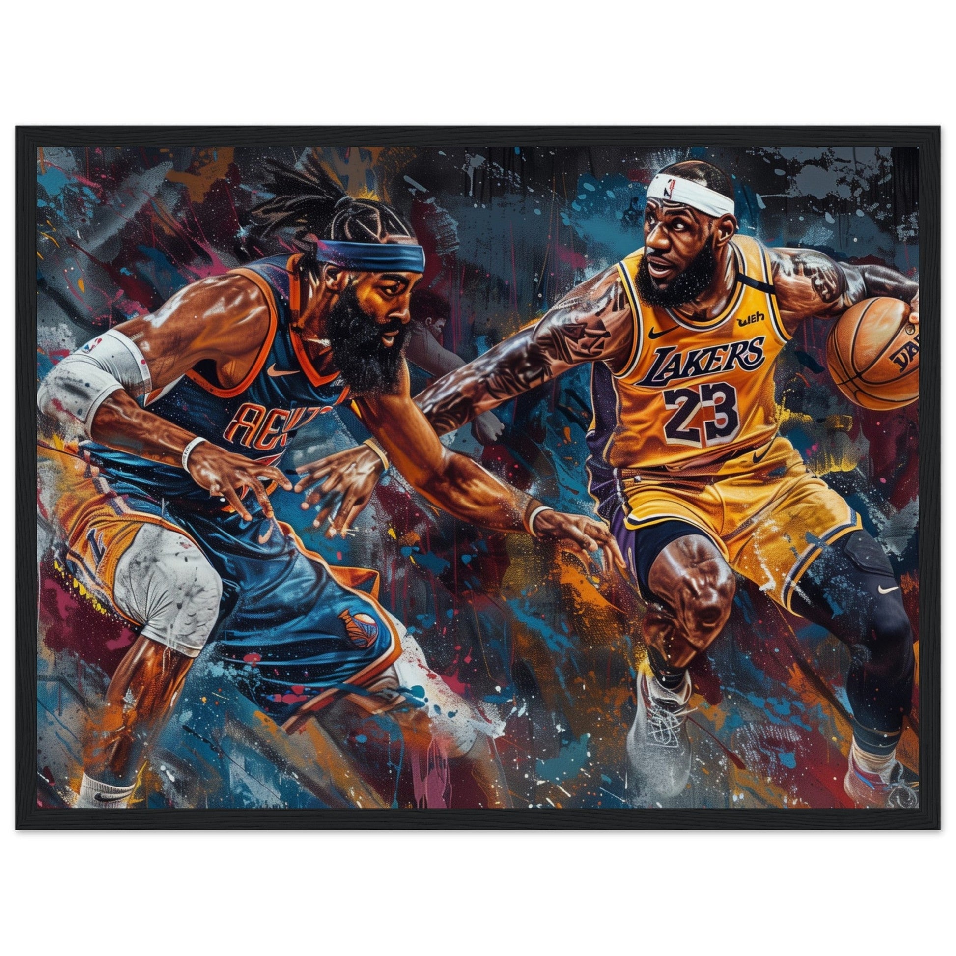 Affiche Basket NBA ( 45x60-cm-Bois-noir)