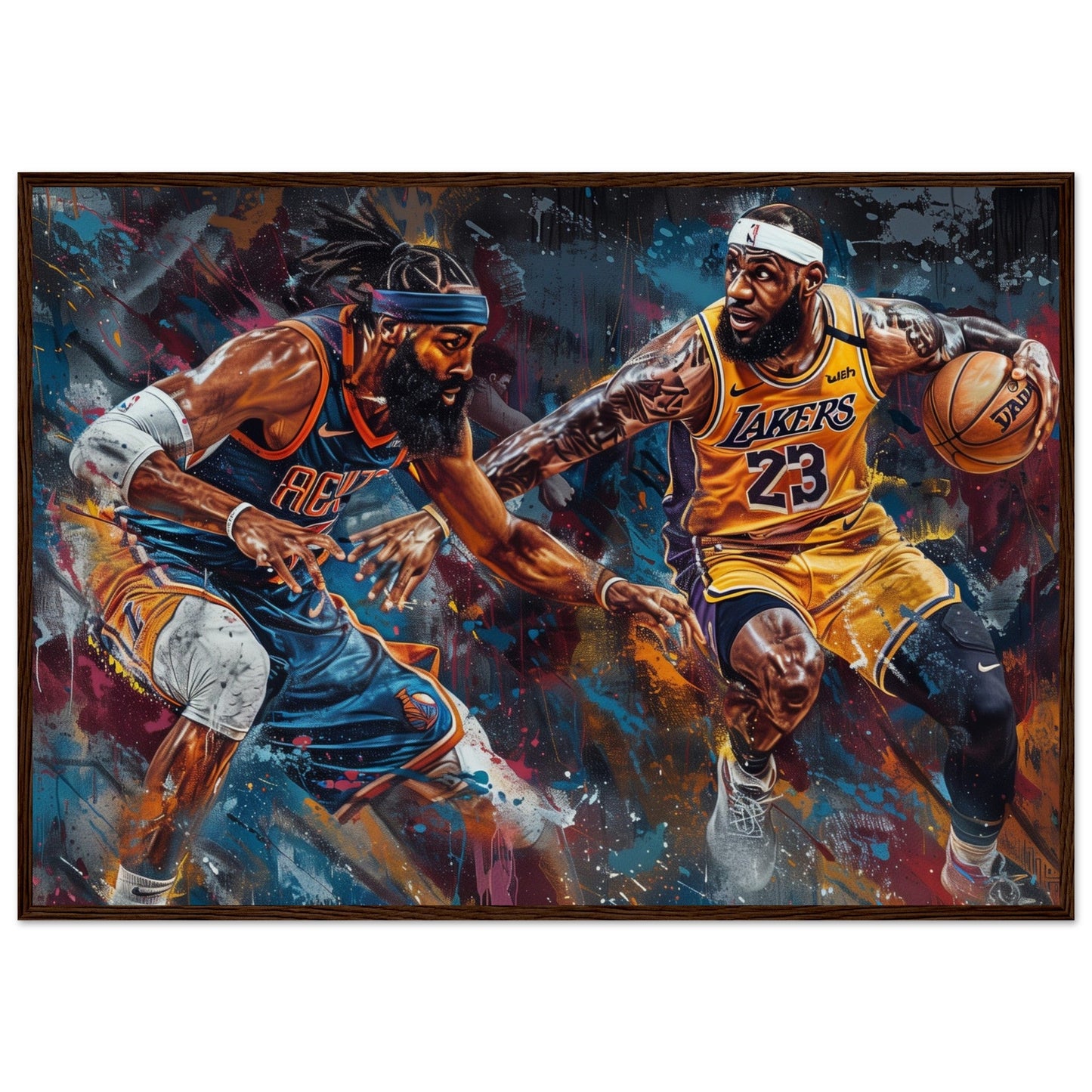 Affiche Basket NBA ( 70x100-cm-Bois-foncé)