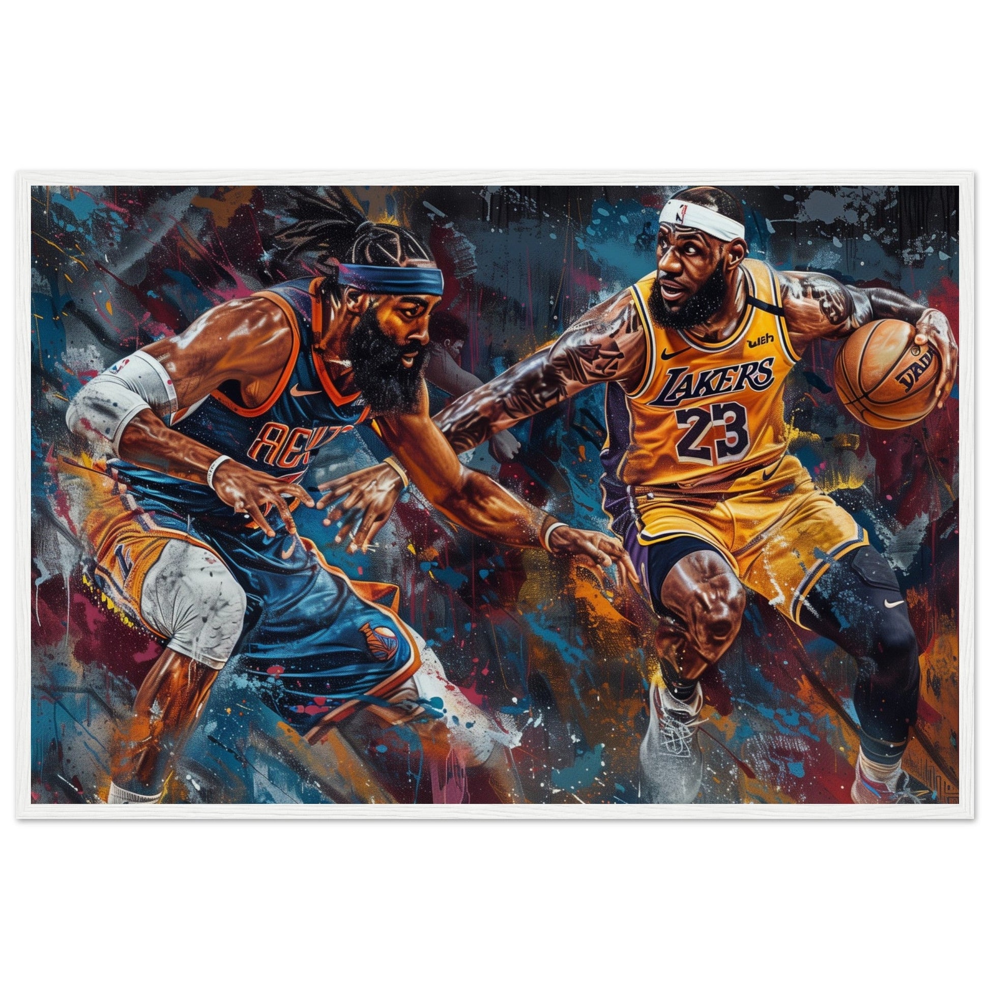 Affiche Basket NBA ( 60x90-cm-Bois-blanc)