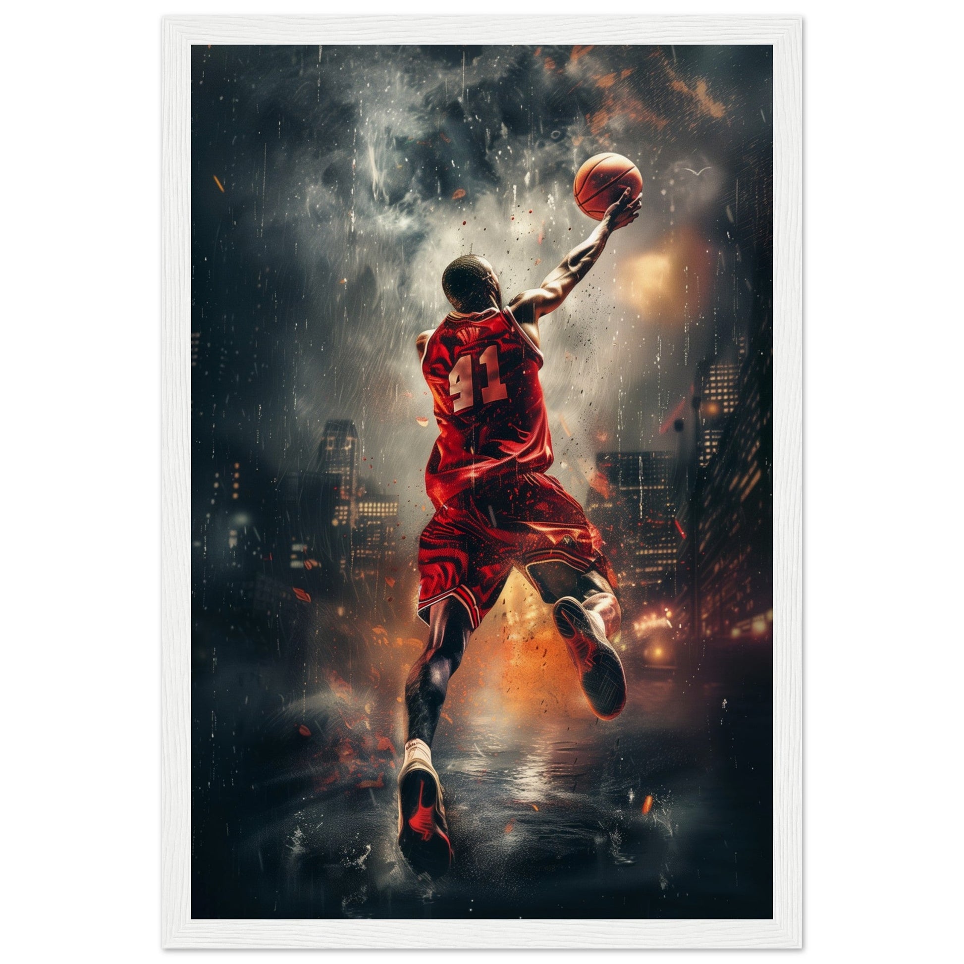 Affiche Basket ( 30x45-cm-Bois-blanc)