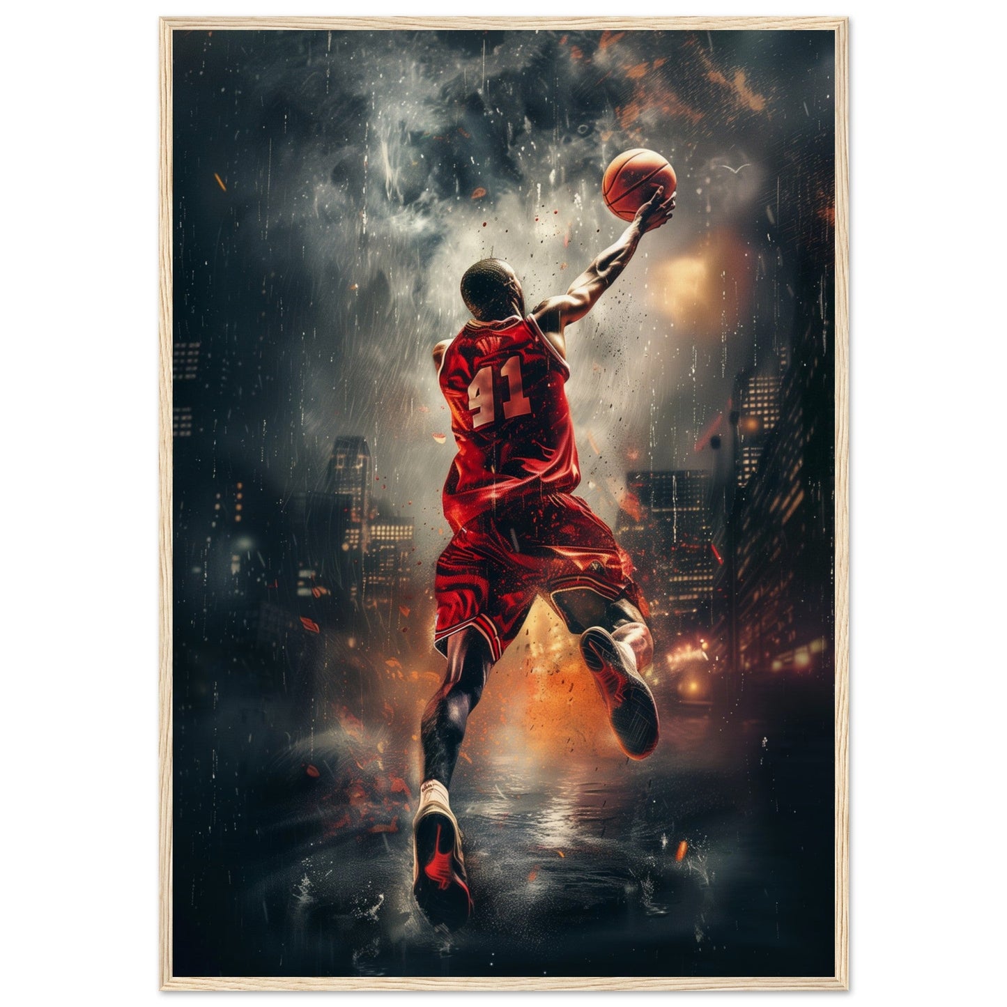 Affiche Basket ( 70x100-cm-Bois-clair)