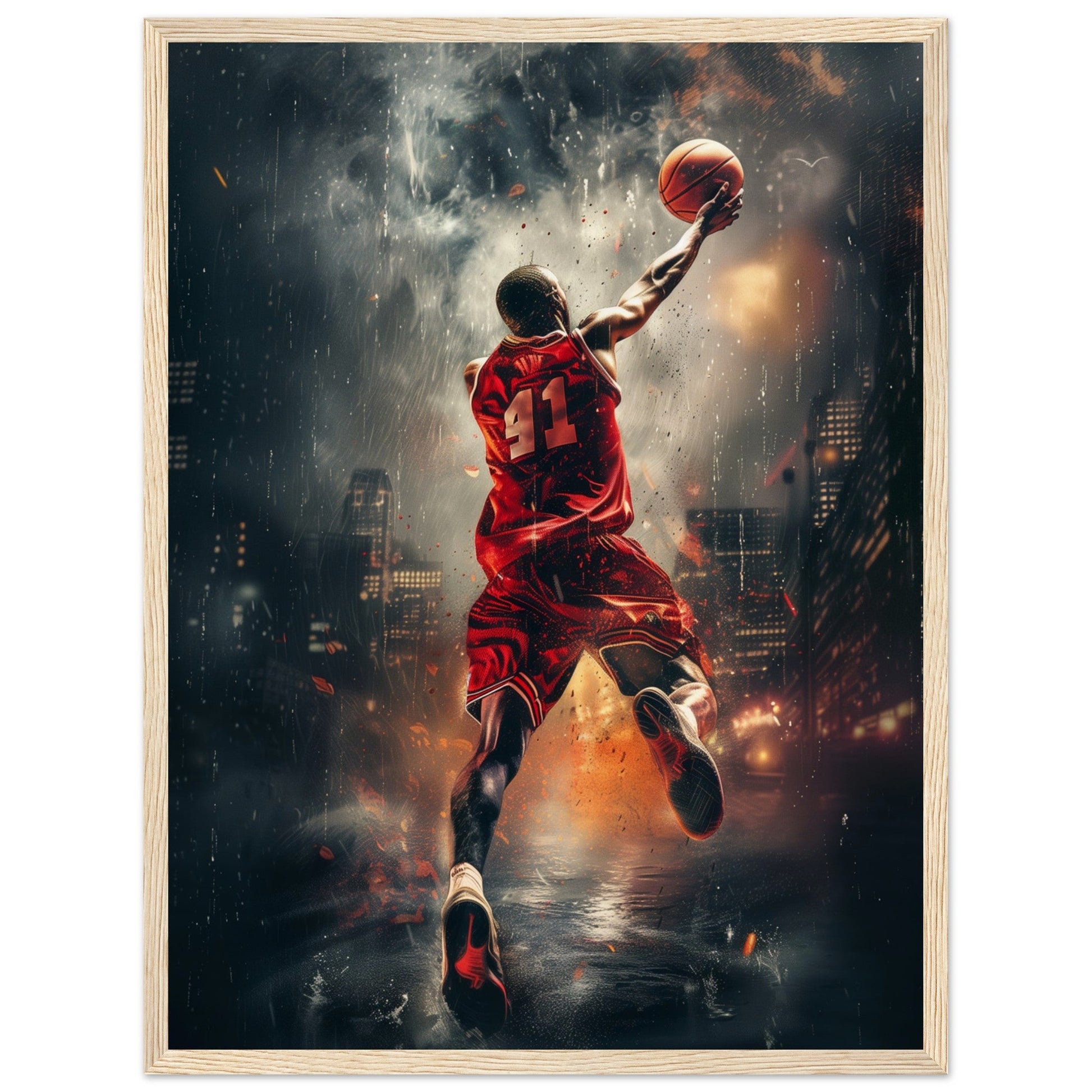 Affiche Basket ( 45x60-cm-Bois-clair)