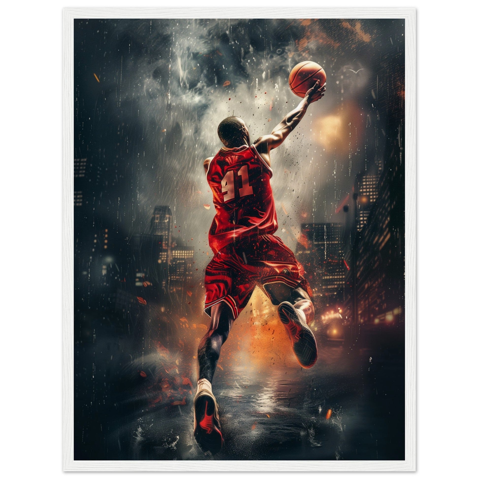 Affiche Basket ( 45x60-cm-Bois-blanc)