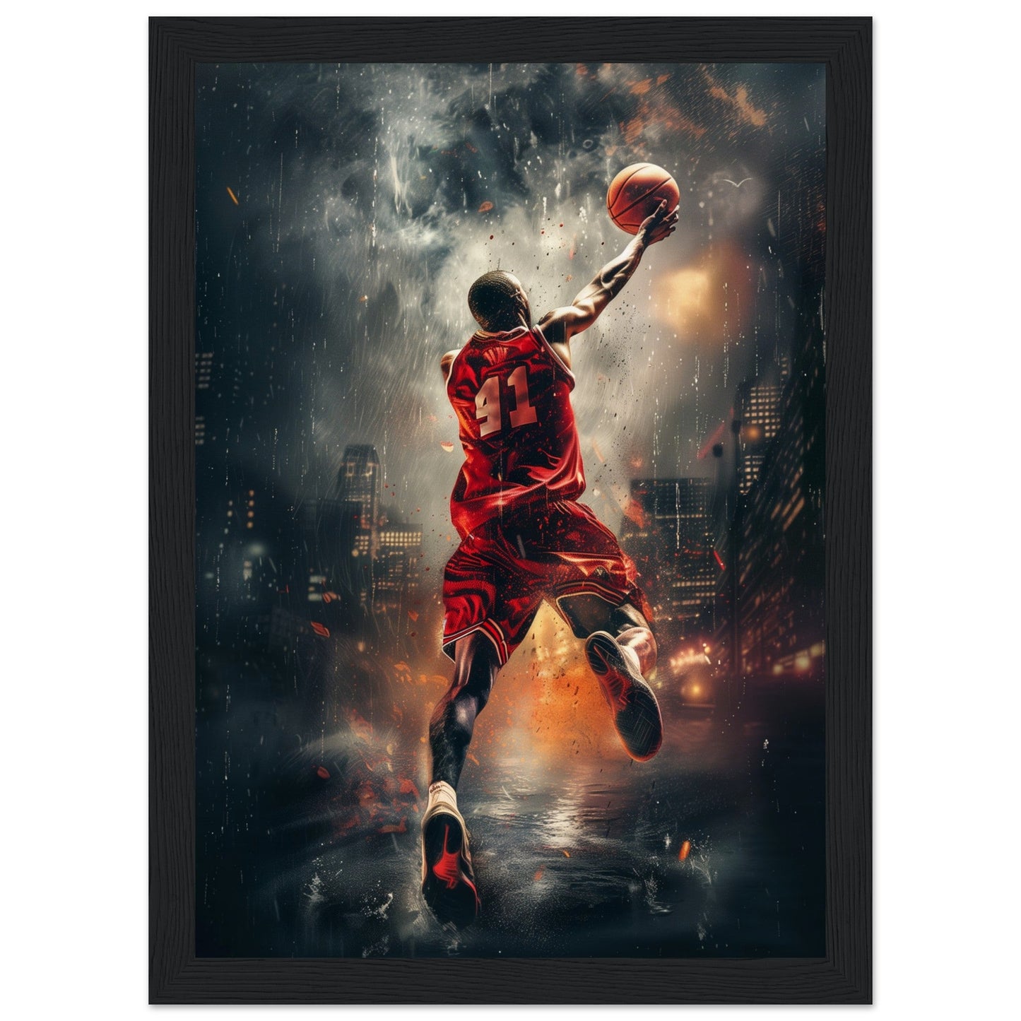 Affiche Basket ( 21x29.7-cm-Bois-noir)