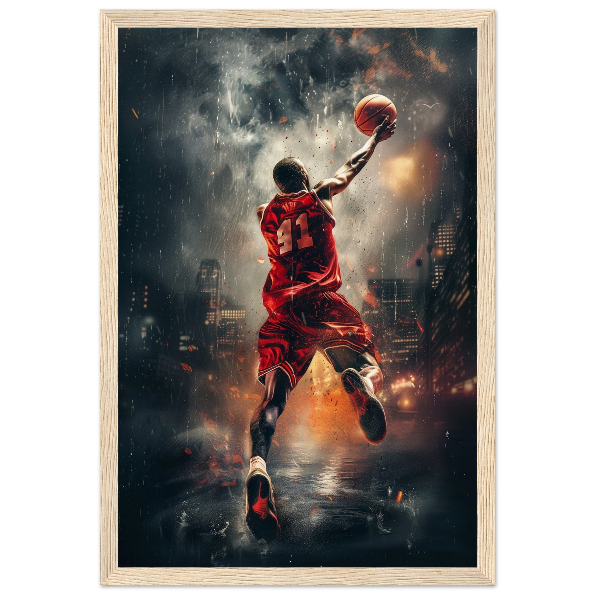 Affiche Basket ( 30x45-cm-Bois-clair)