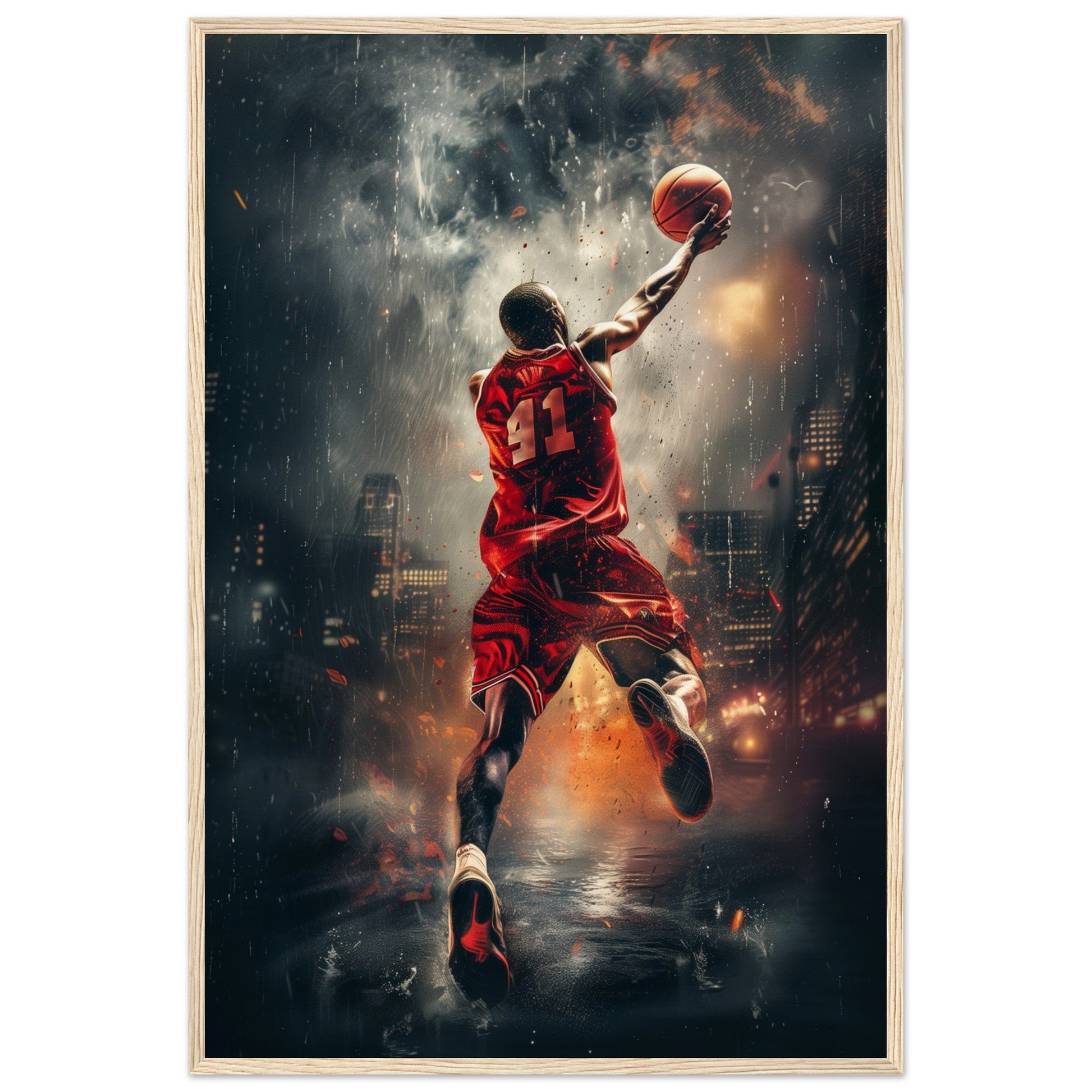 Affiche Basket ( 60x90-cm-Bois-clair)