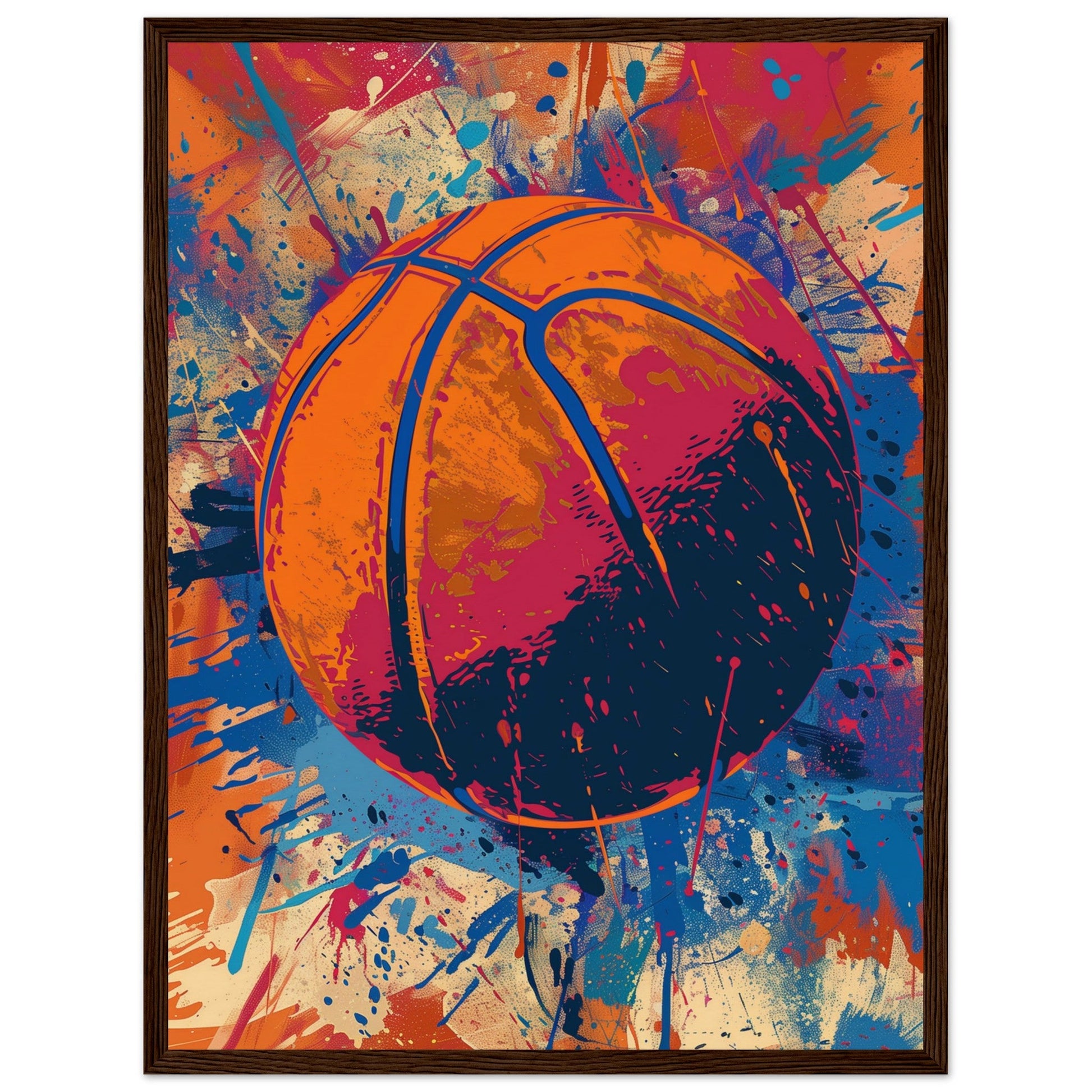 Affiche Basketball ( 45x60-cm-Bois-foncé)