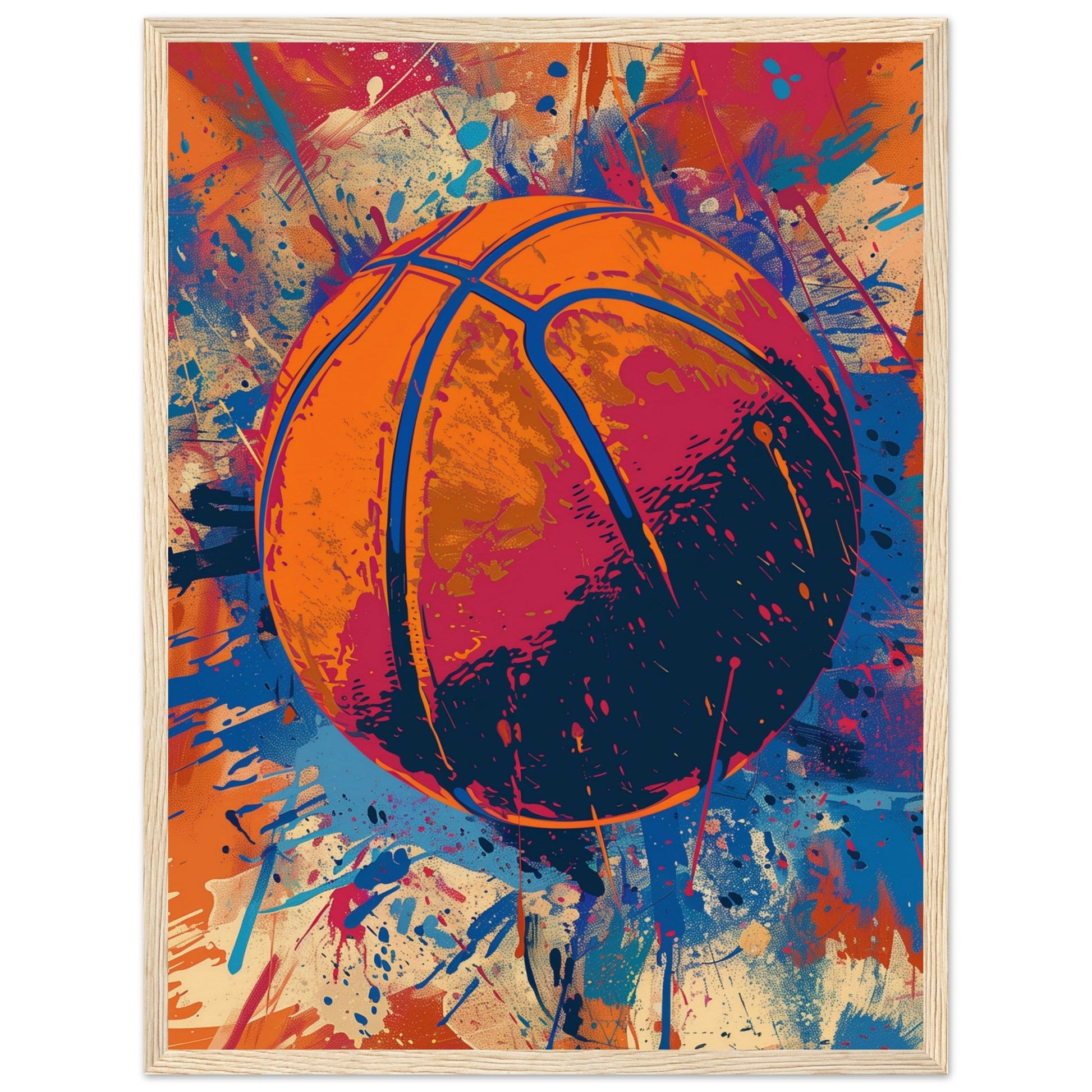 Affiche Basketball ( 45x60-cm-Bois-clair)