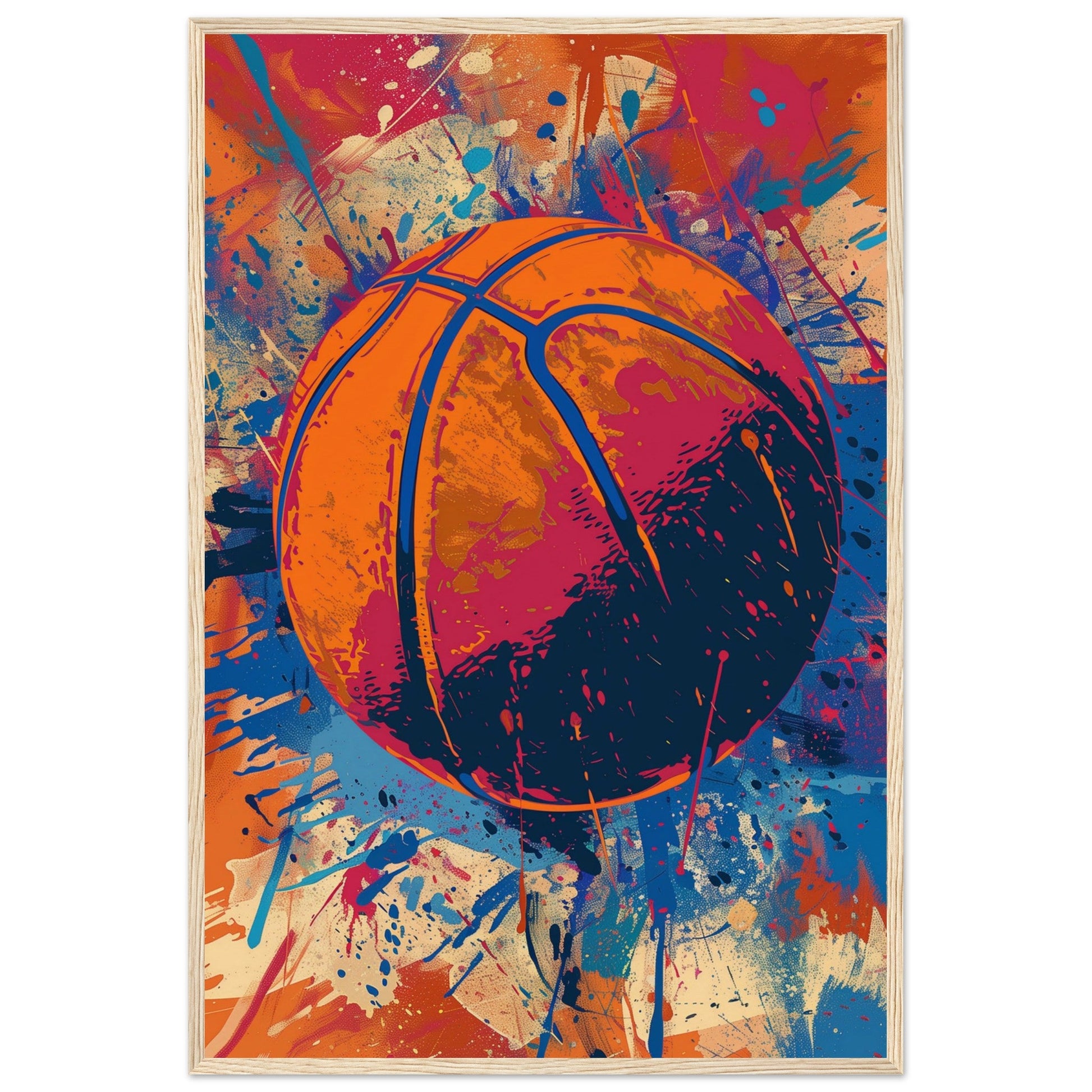 Affiche Basketball ( 60x90-cm-Bois-clair)