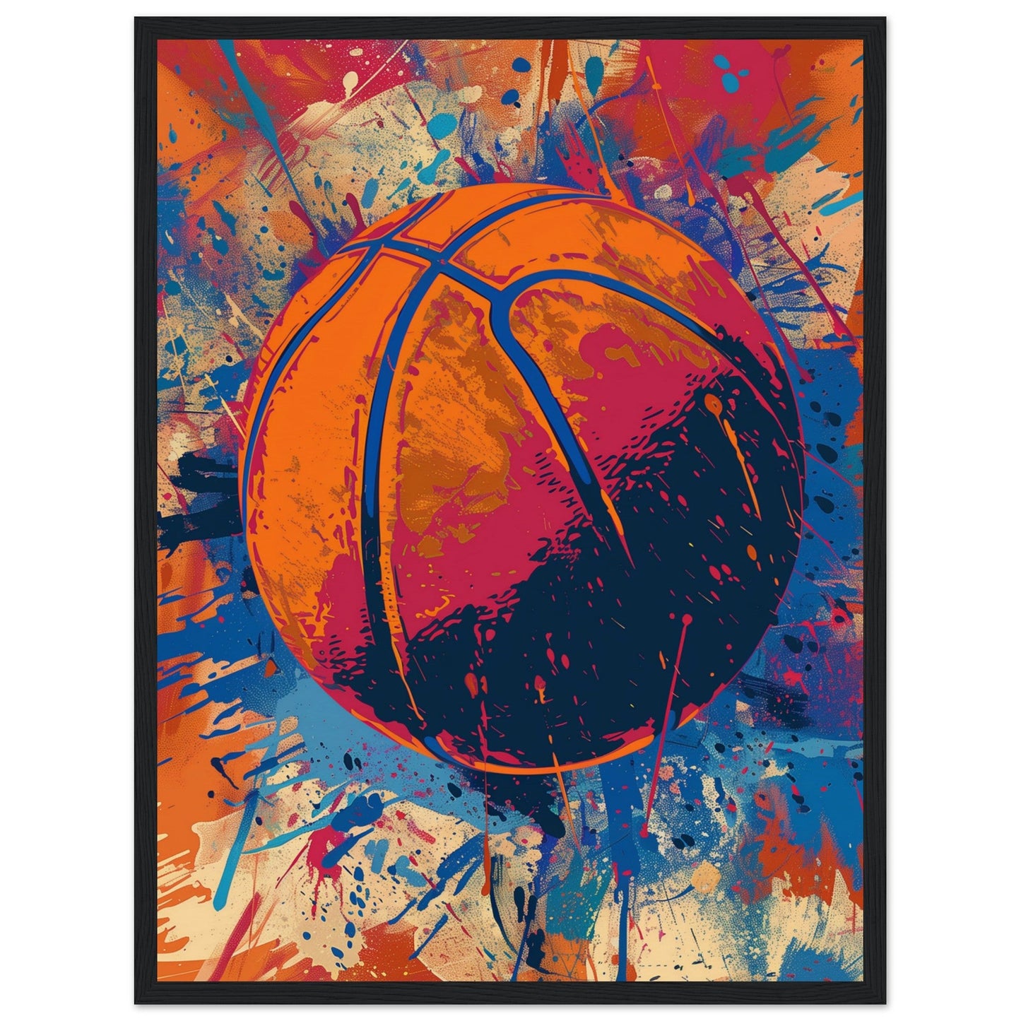 Affiche Basketball ( 45x60-cm-Bois-noir)