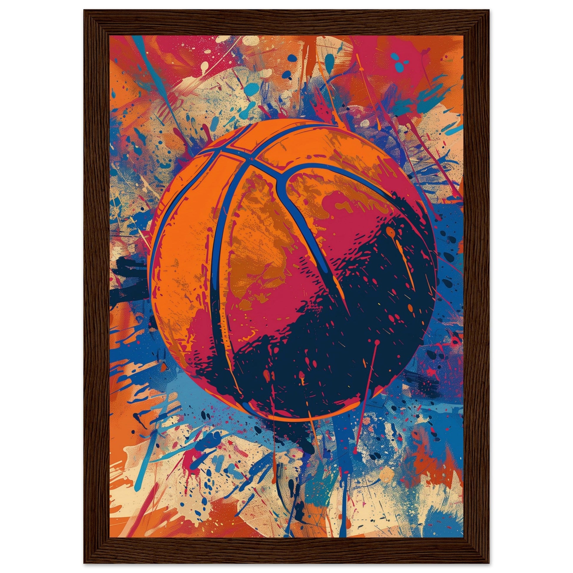 Affiche Basketball ( 21x29.7-cm-Bois-foncé)